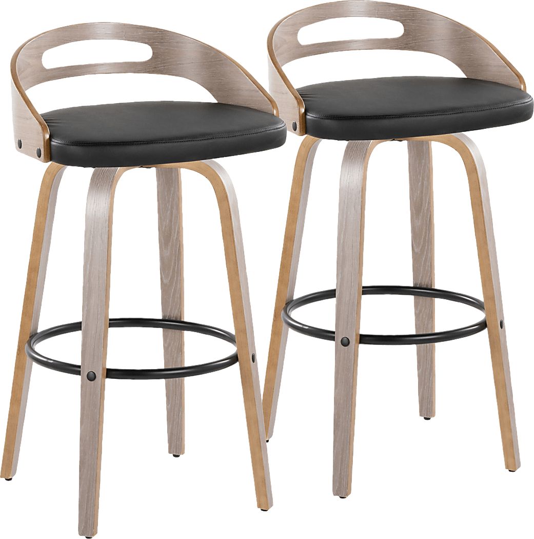 Congreve II Black Swivel Barstool, Set of 2