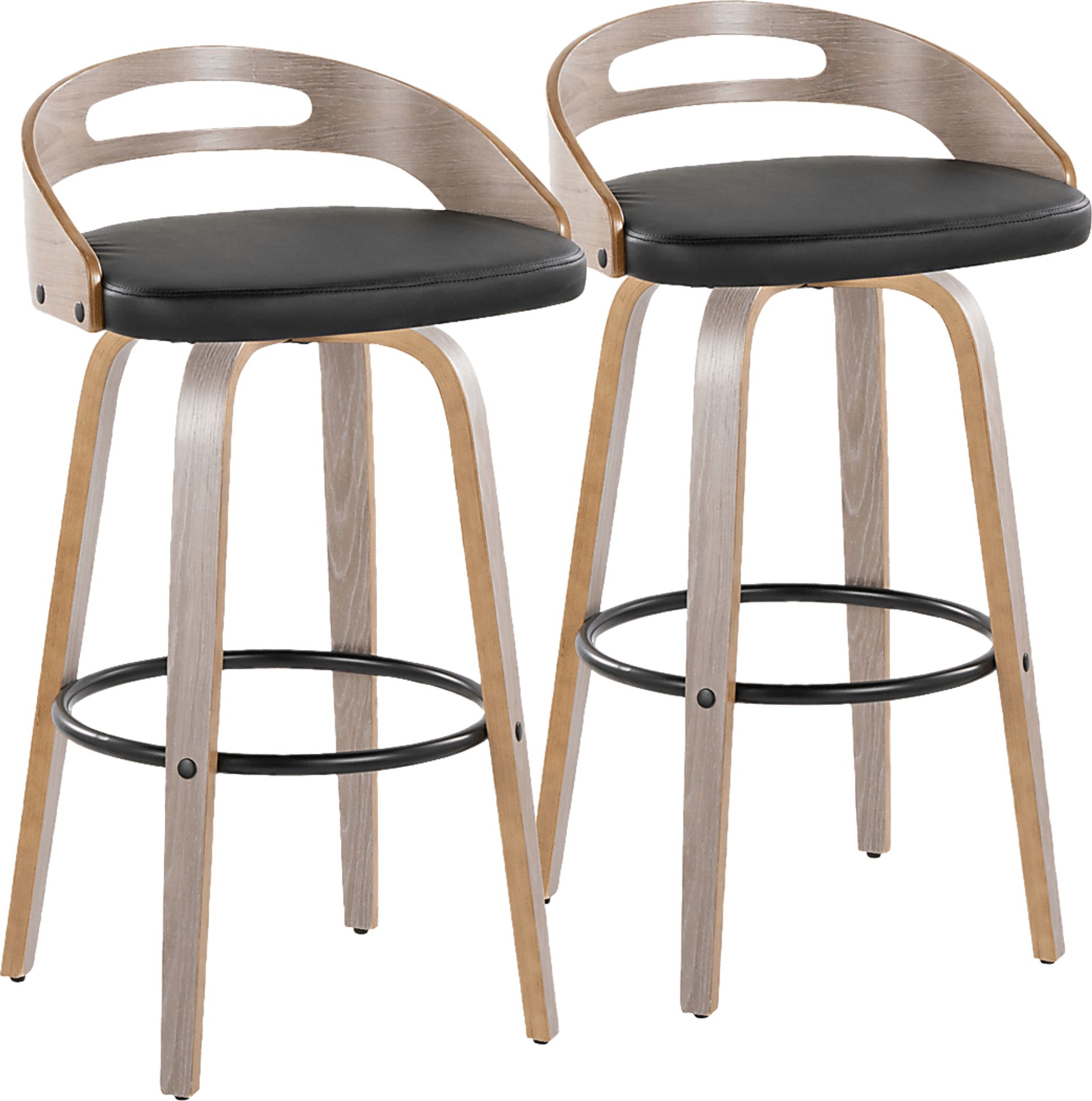 Congreve II Black Swivel Barstool, Set of 2 - Image 1