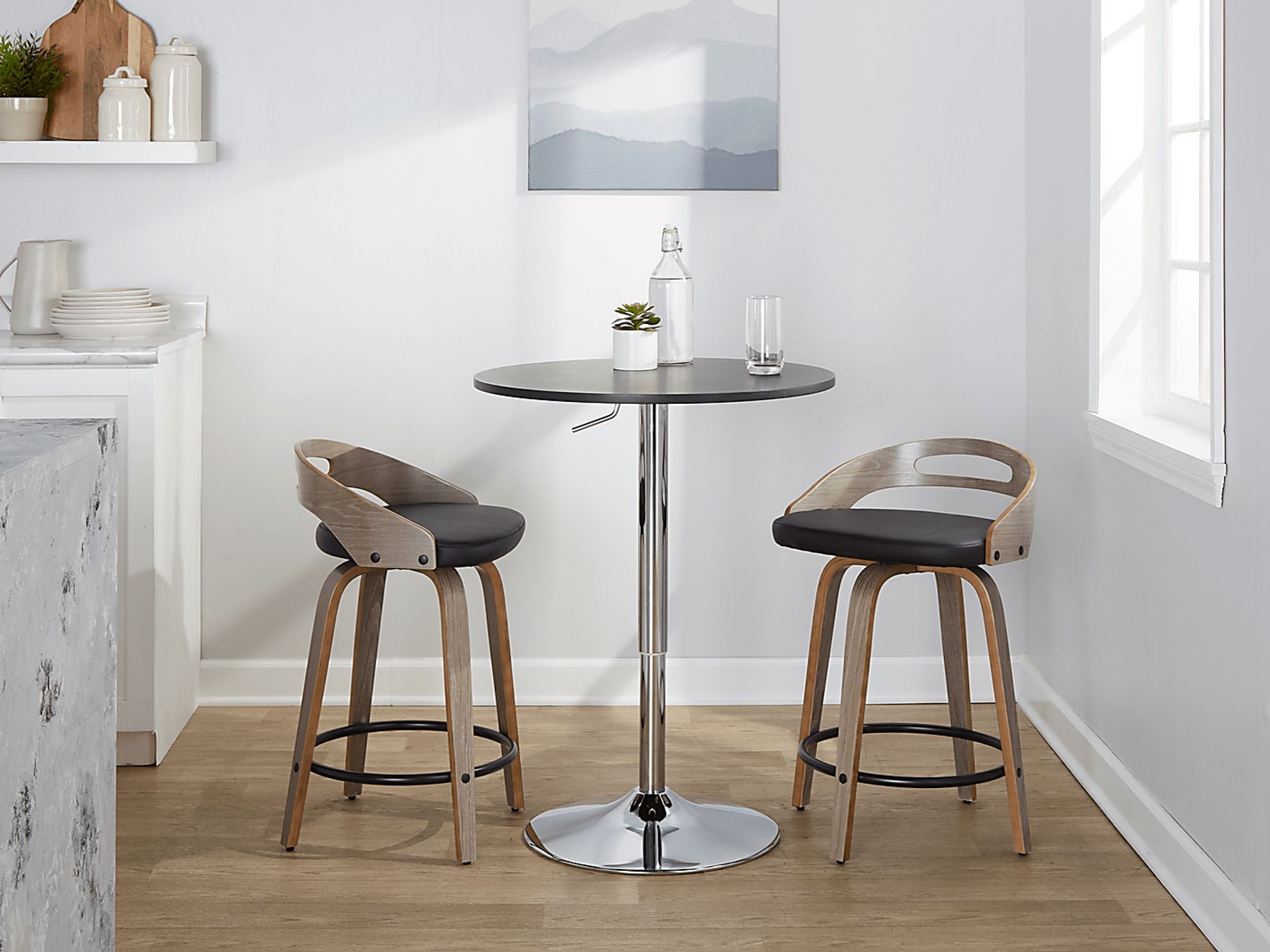 Congreve II Black Swivel Counter Height Stool, Set of 2 - Image 2