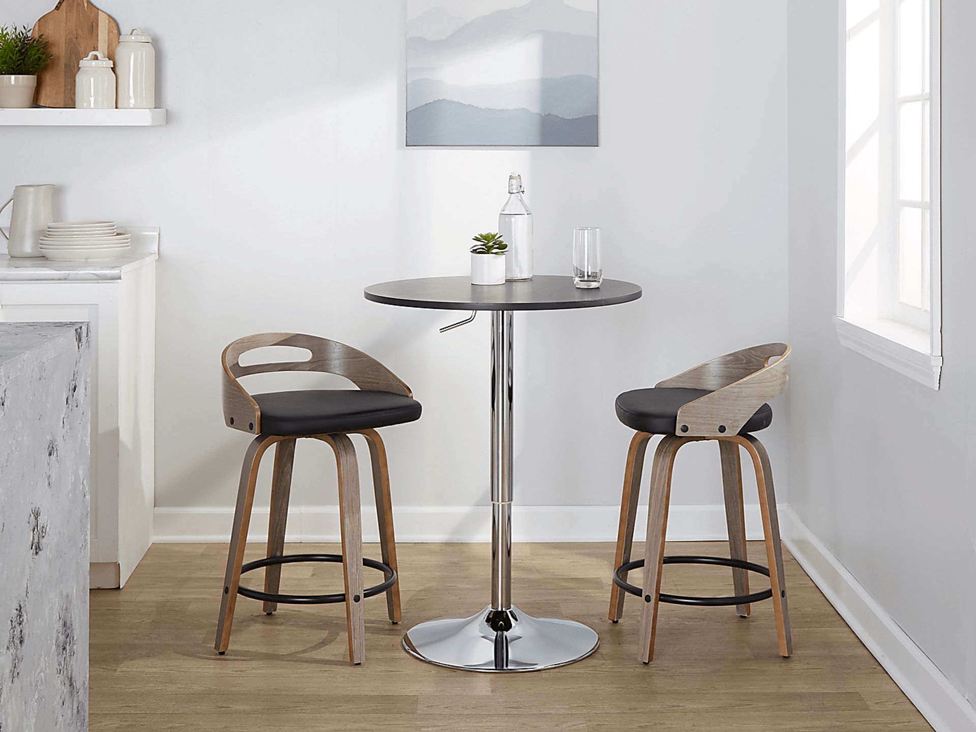 Congreve II Black Swivel Counter Height Stool, Set of 2 - Image 3