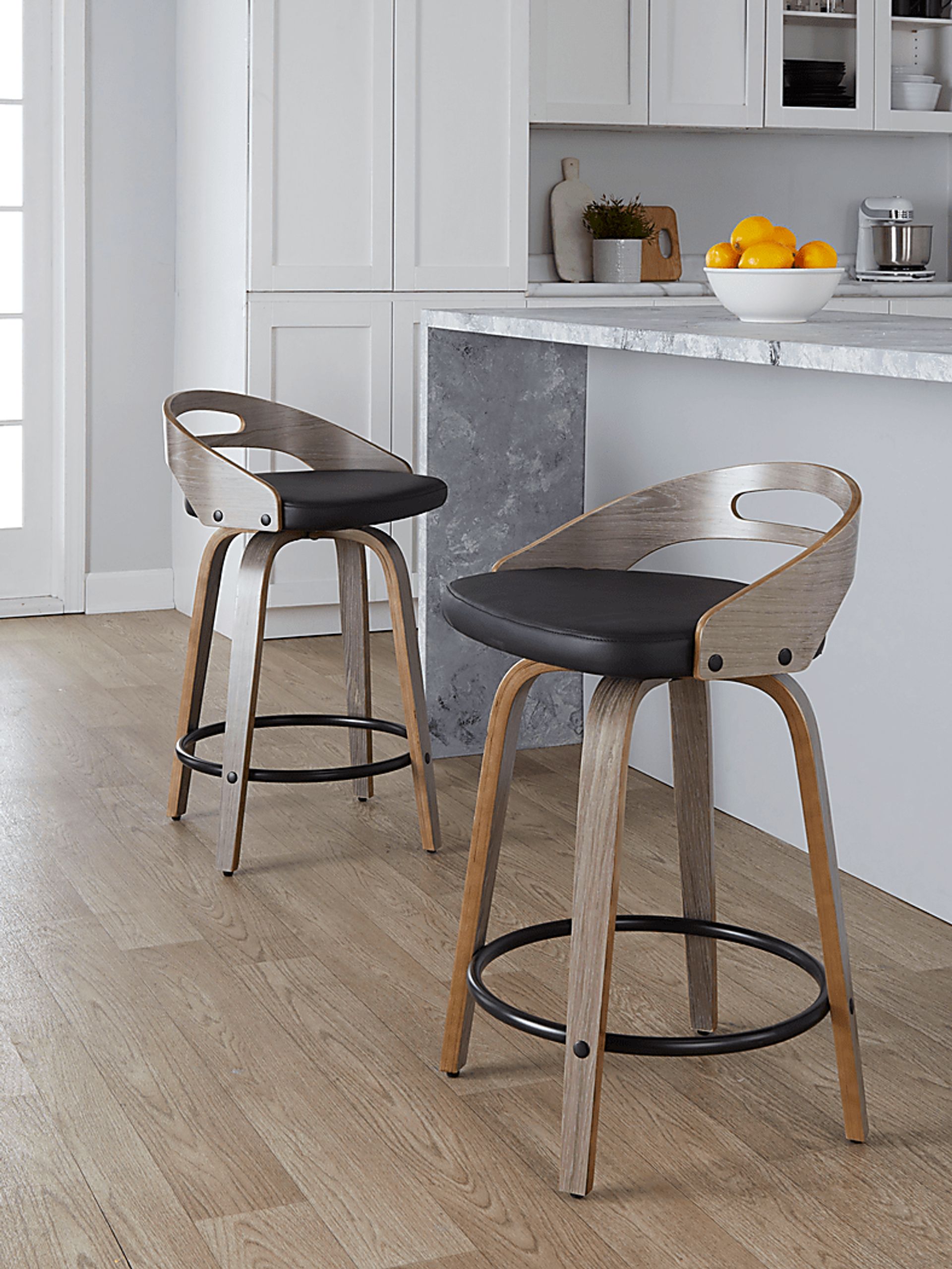 Congreve II Black Swivel Counter Height Stool, Set of 2 - Image 4