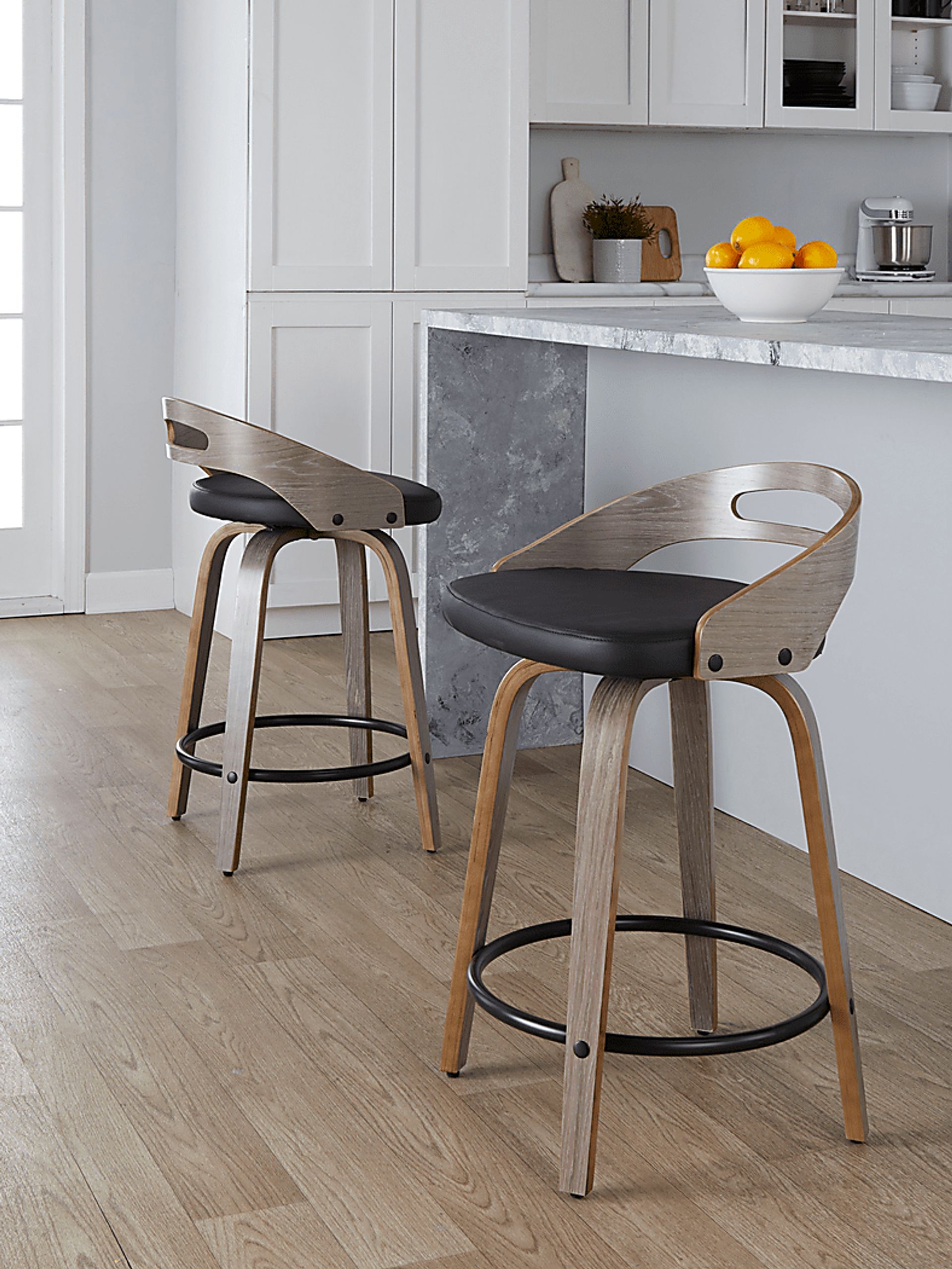 Congreve II Black Swivel Counter Height Stool, Set of 2 - Image 5