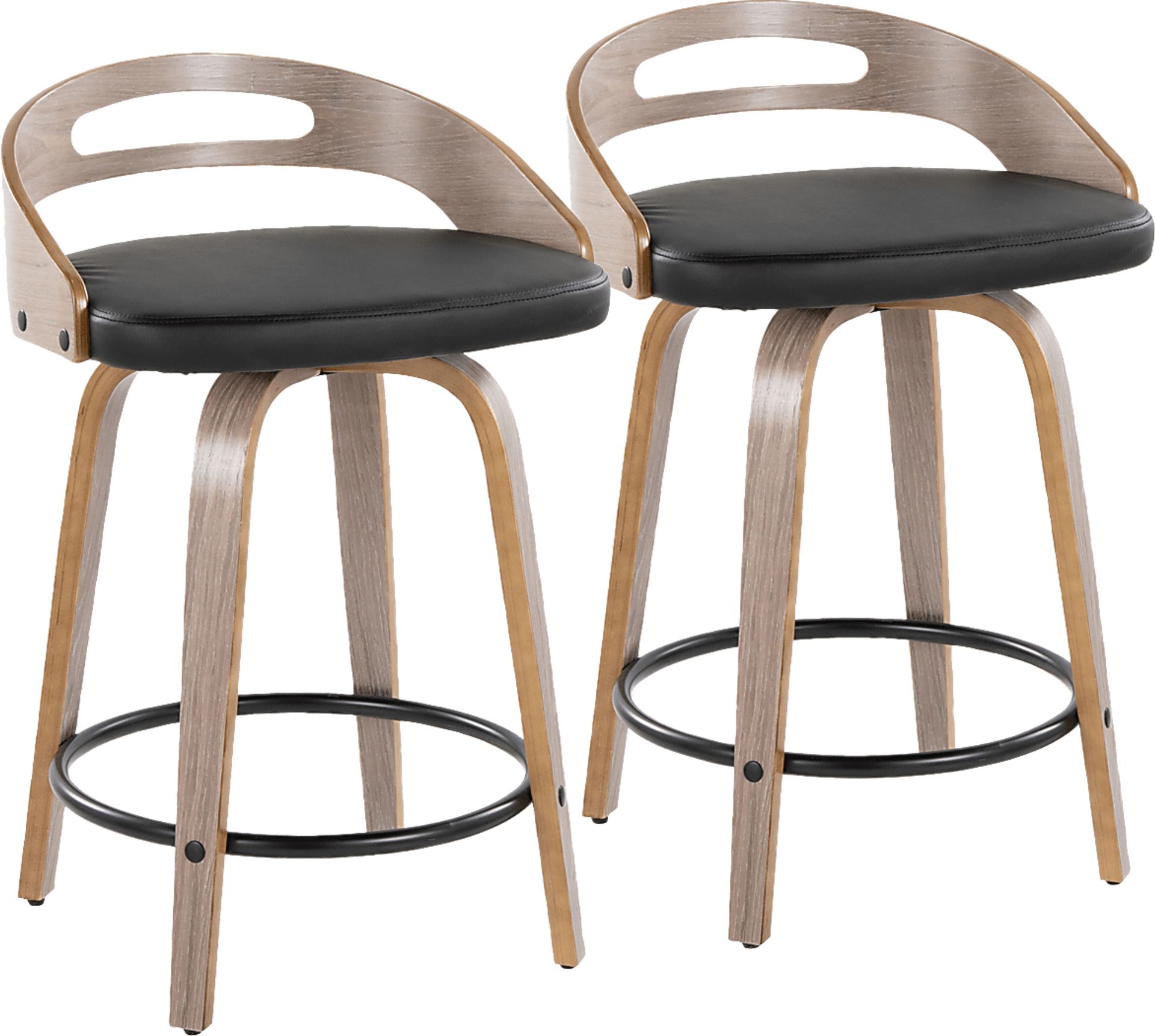 Congreve II Black Swivel Counter Height Stool, Set of 2 - Image 1