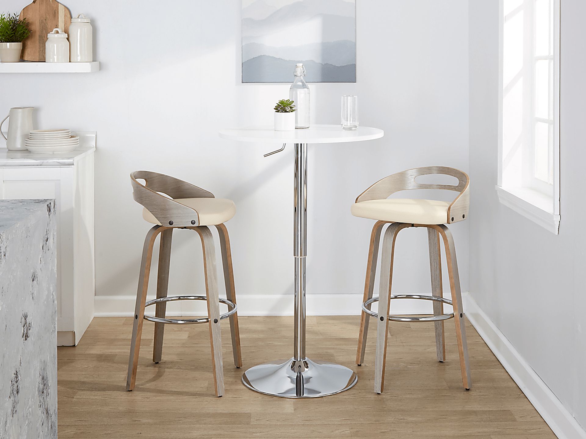 Congreve III Cream Swivel Barstool, Set of 2 - Image 2