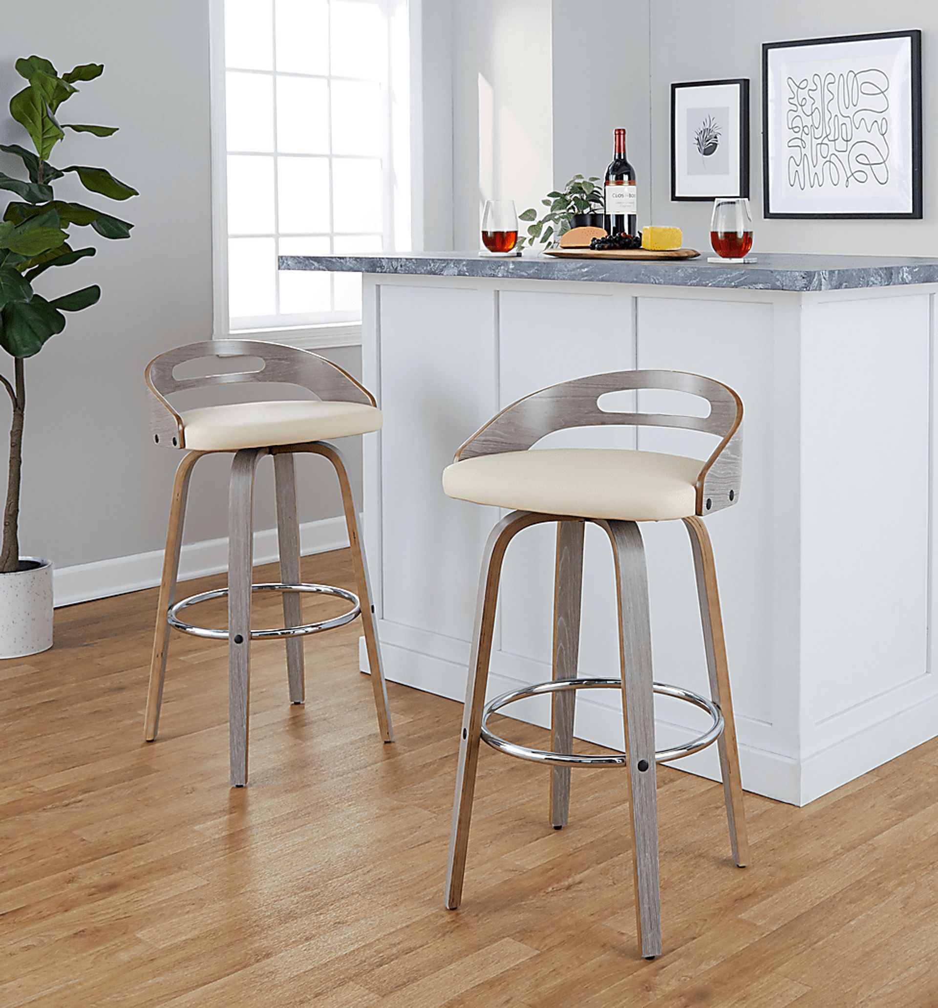 Congreve III Cream Swivel Barstool, Set of 2 - Image 4