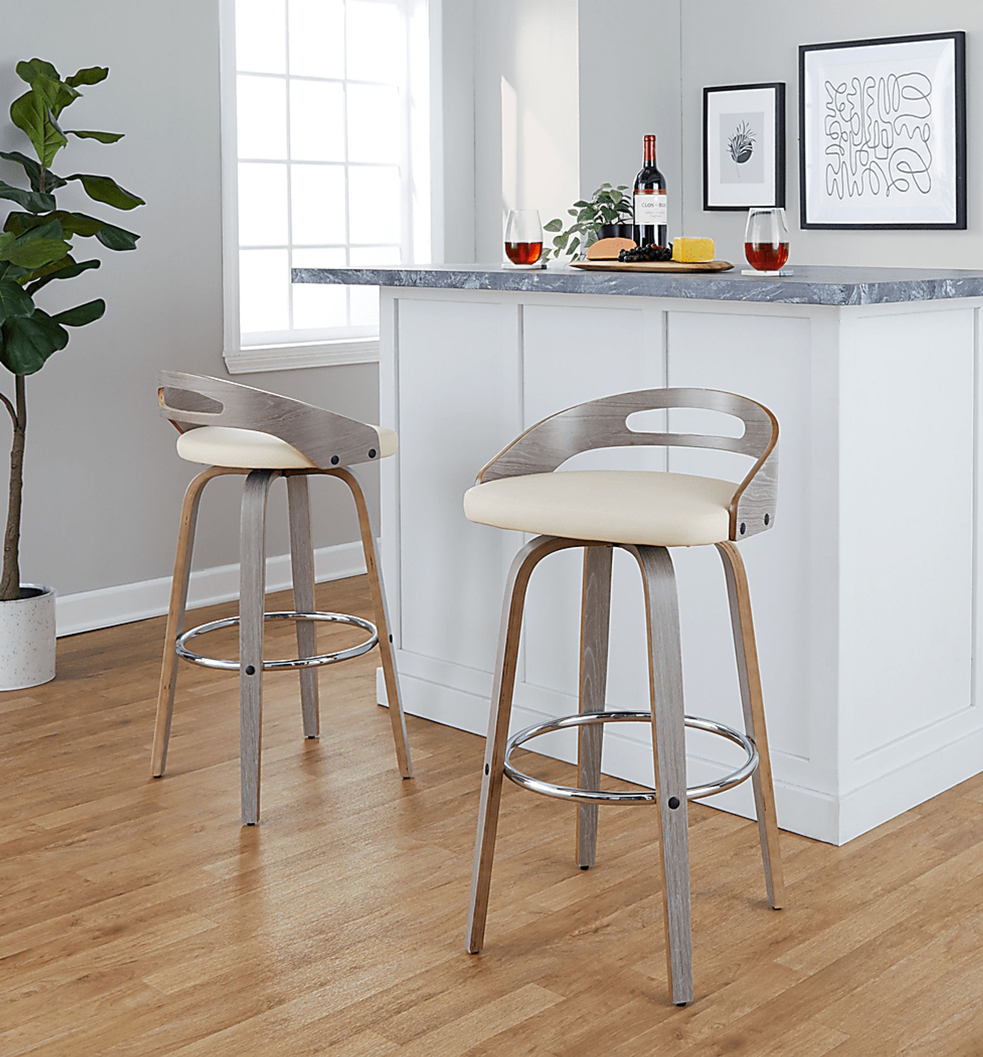 Congreve III Cream Swivel Barstool, Set of 2 - Image 5