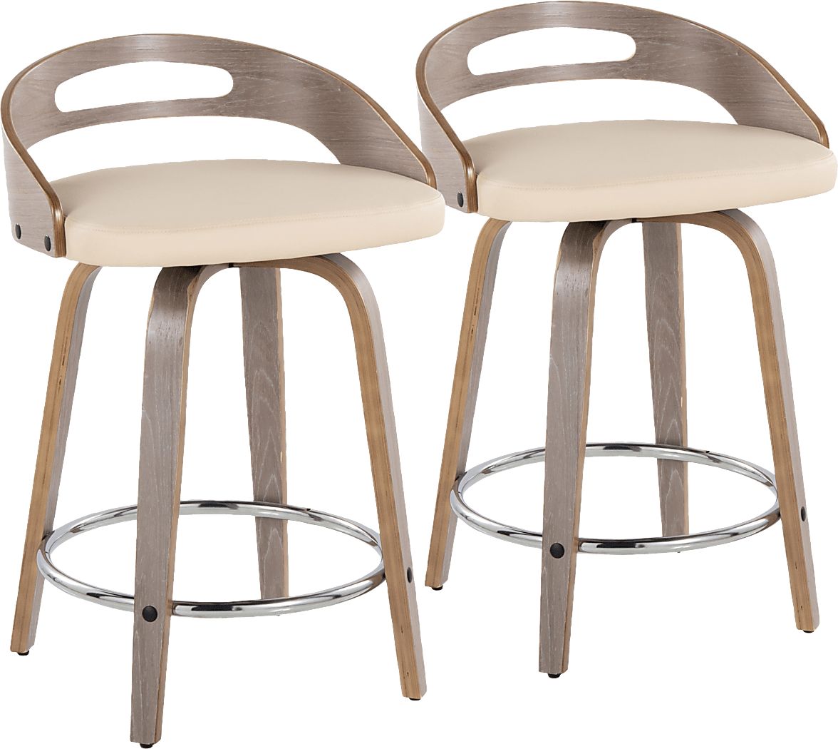 Congreve III Cream Swivel Counter Height Stool, Set of 2