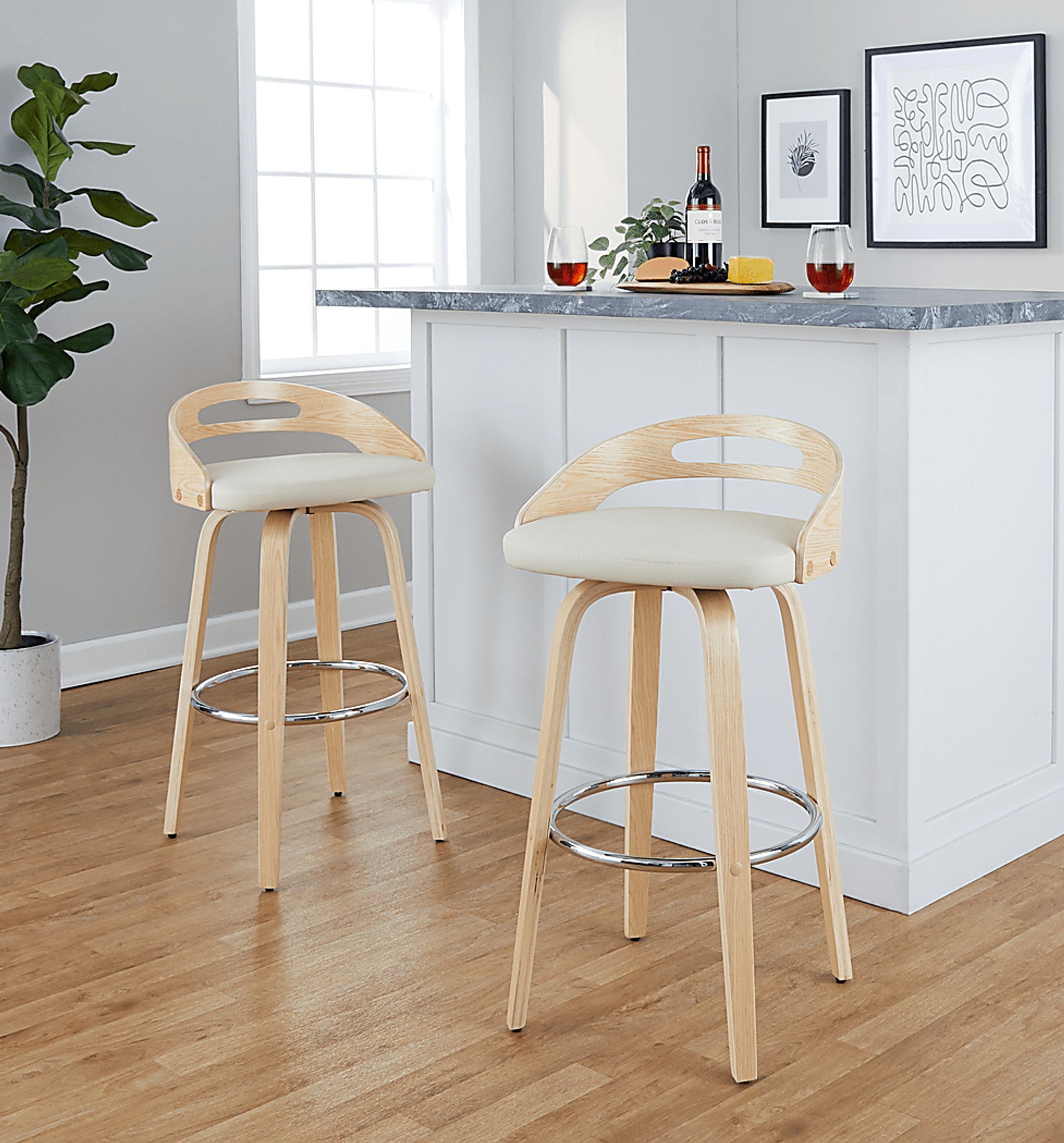 Congreve IV Cream Barstool, Set of 2 - Image 4