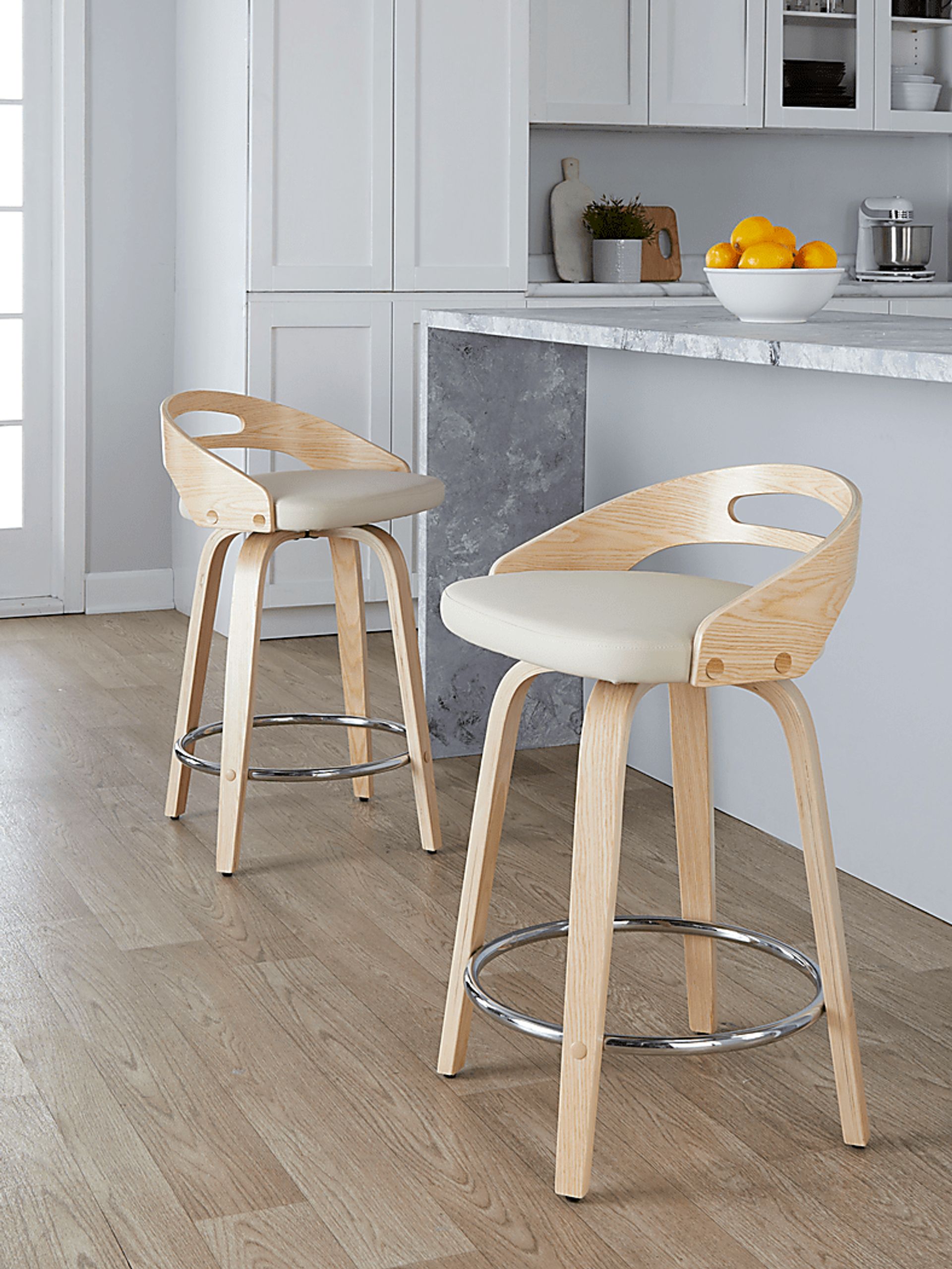 Congreve IV Cream Swivel Counter Height Stool, Set of 2 - Image 4