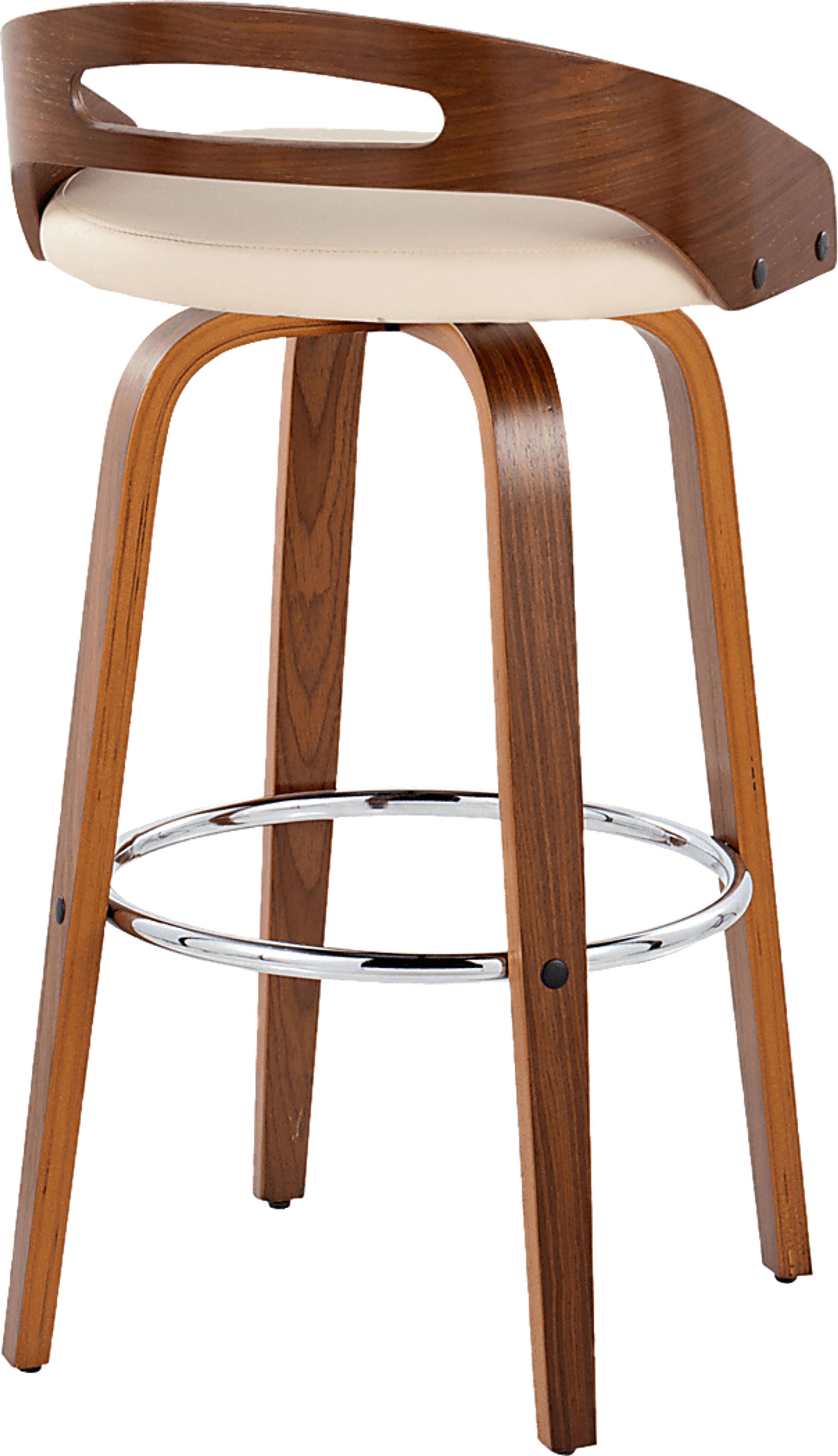 Congreve V Walnut Dark Wood Cream Beige Swivel Barstool | Rooms to Go