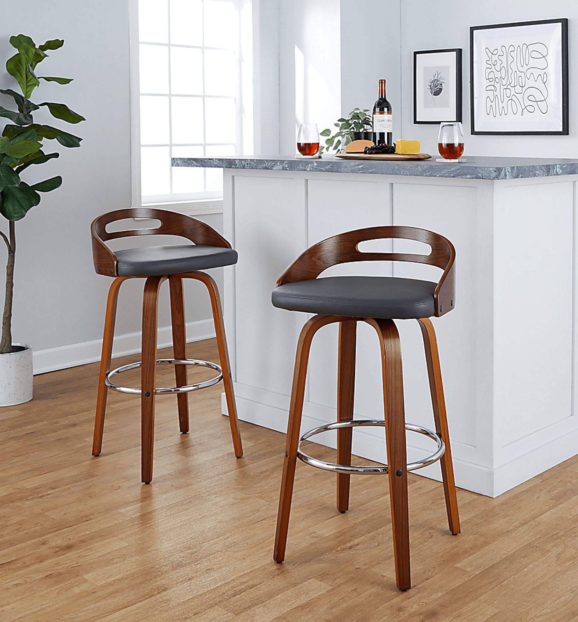 Congreve V Gray Swivel Barstool, Set of 2 - Image 4