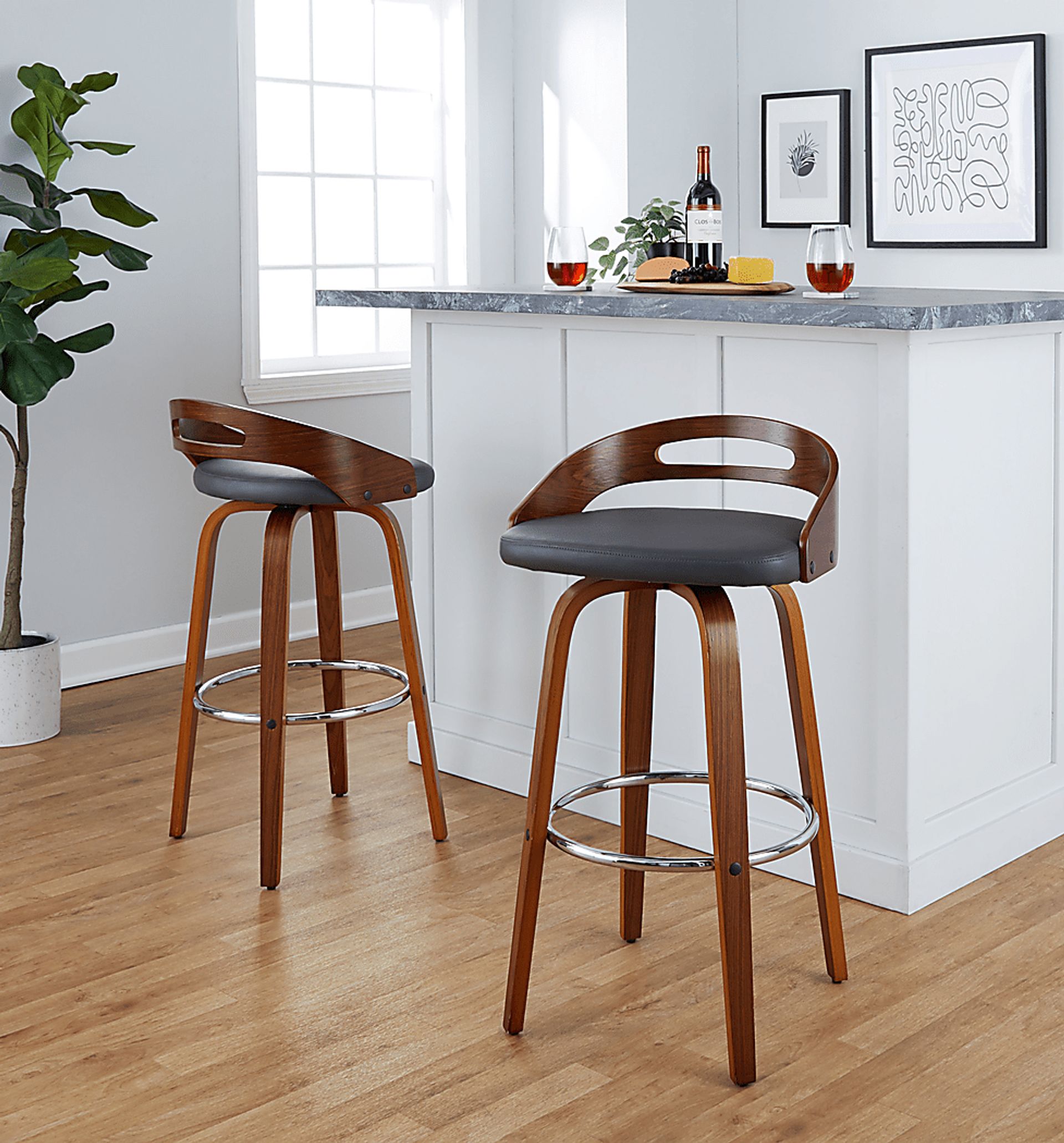 Congreve V Gray Swivel Barstool, Set of 2 - Image 5