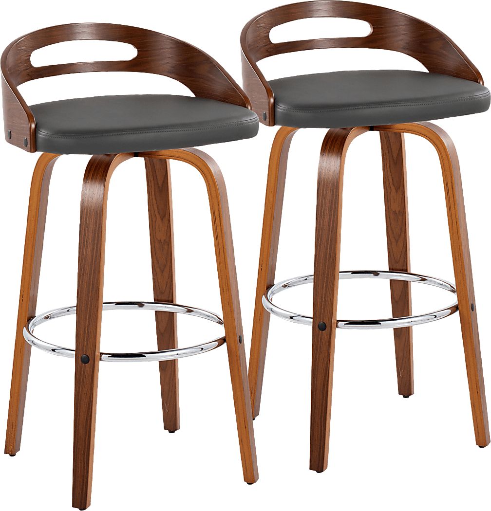 Congreve V Gray Swivel Barstool, Set of 2