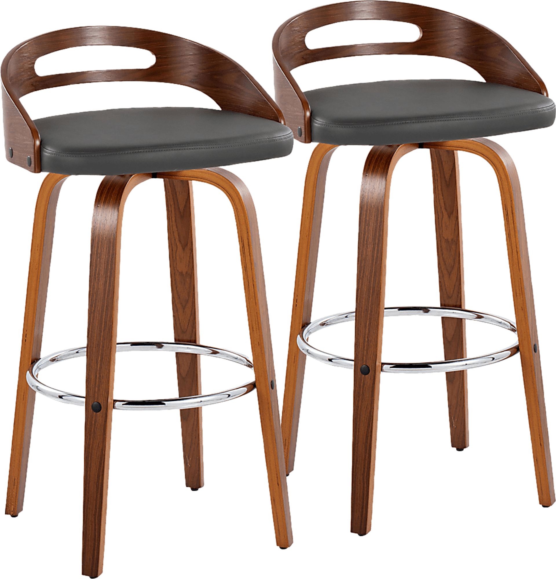 Congreve V Gray Swivel Barstool, Set of 2 - Image 1