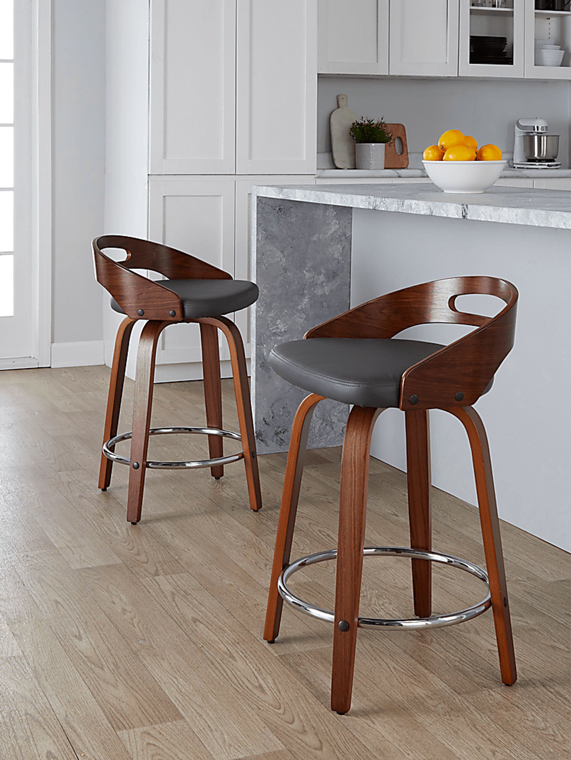 Congreve V Gray Swivel Counter Height Stool, Set of 2 - Image 4