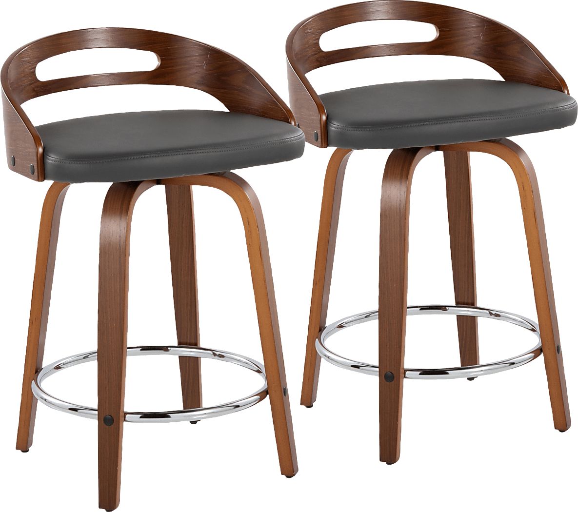 Congreve V Gray Swivel Counter Height Stool, Set of 2