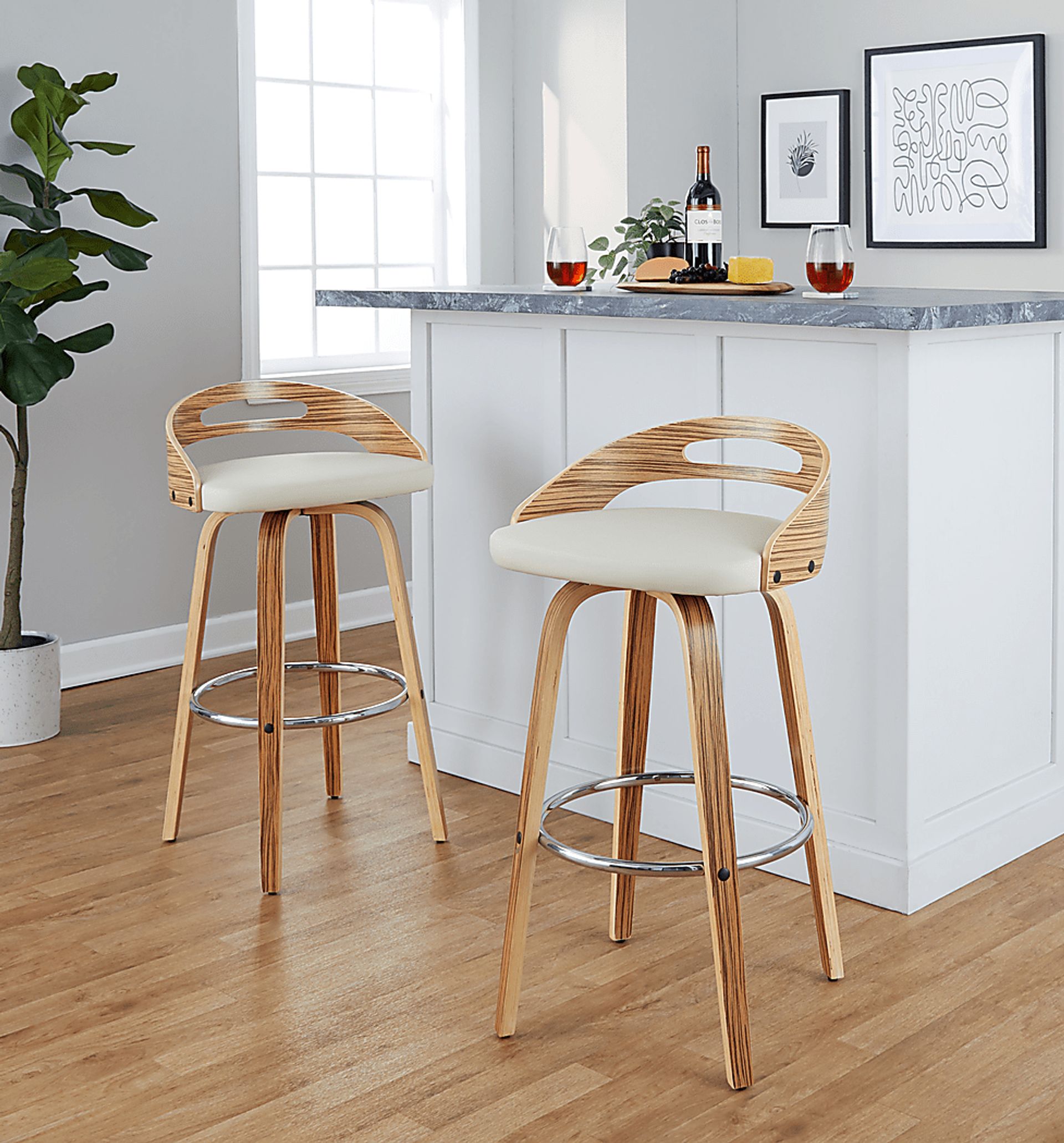 Congreve VI Cream Swivel Barstool, Set of 2 - Image 4