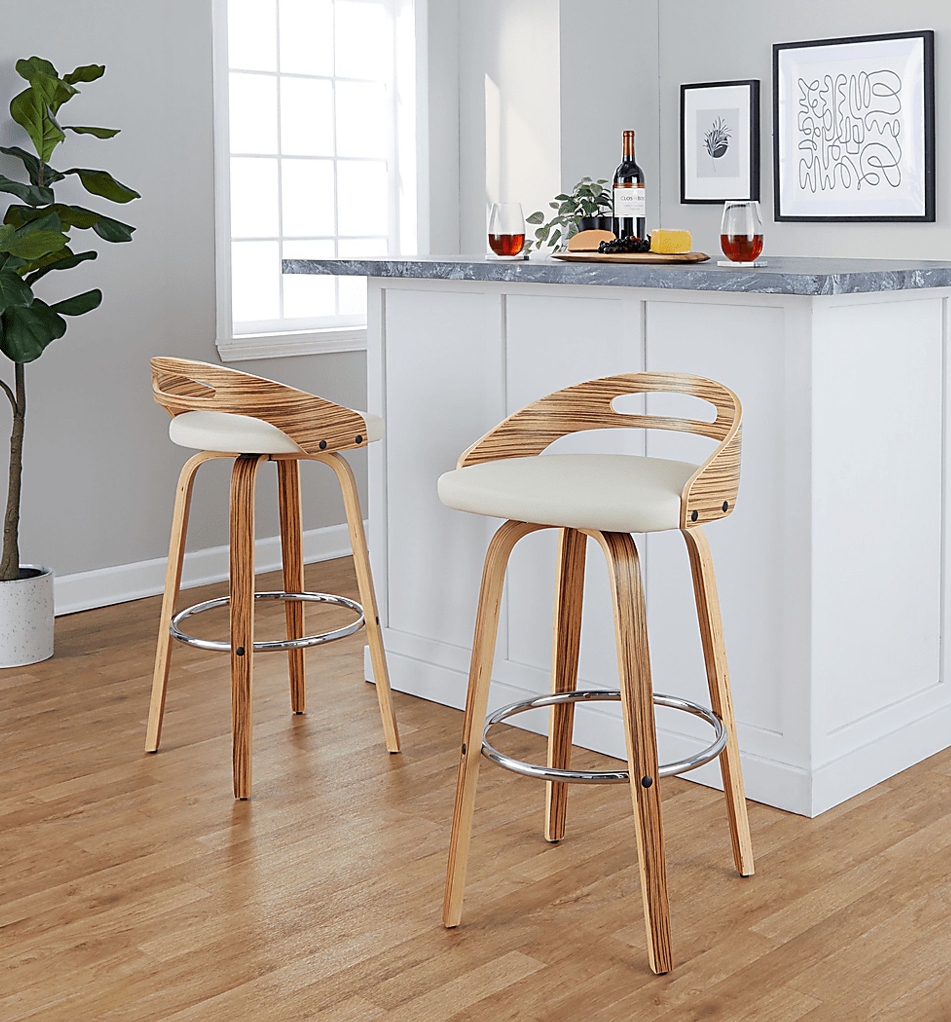 Congreve VI Cream Swivel Barstool, Set of 2 - Image 5