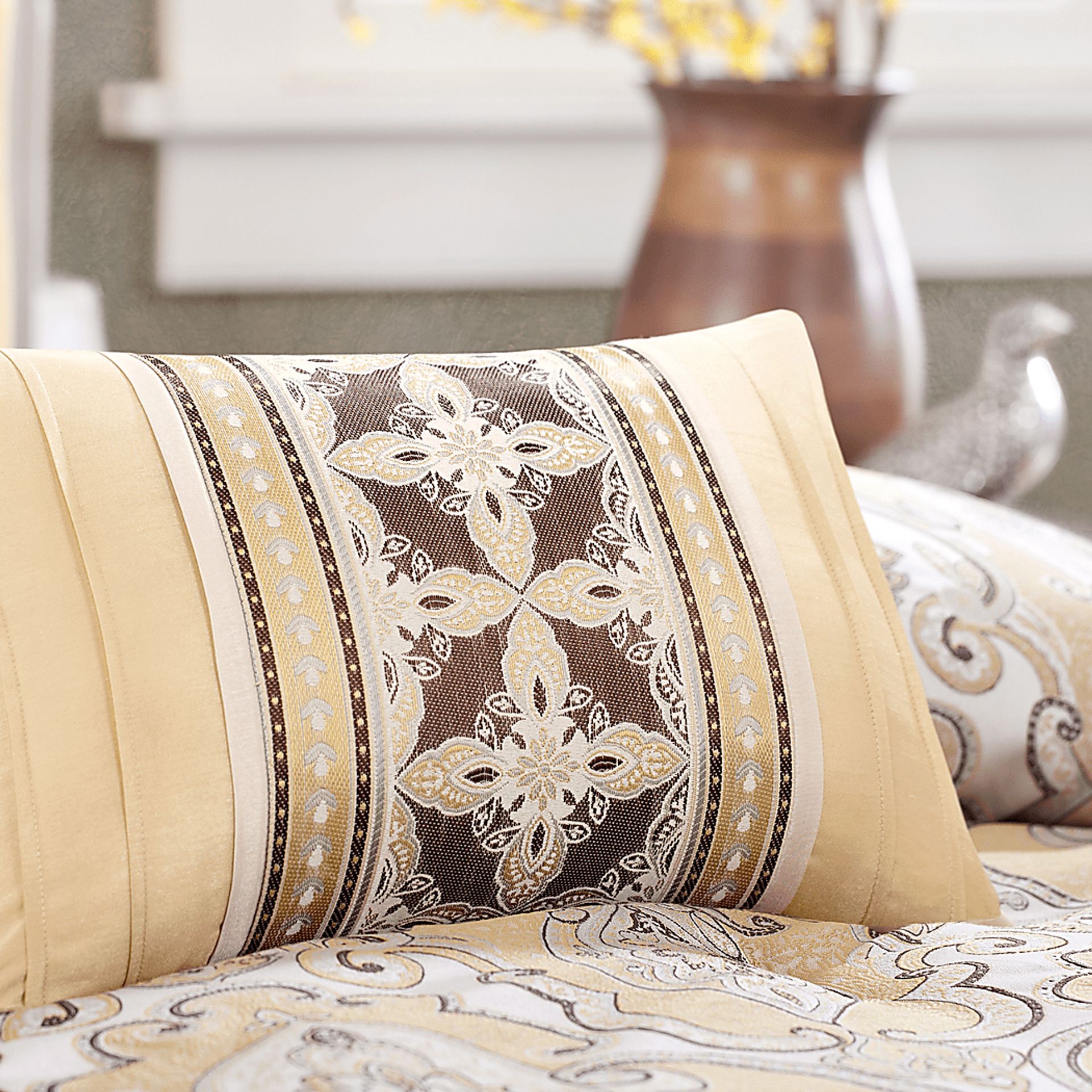 Conley Gold 7 Pc Queen Comforter Set - Image 2