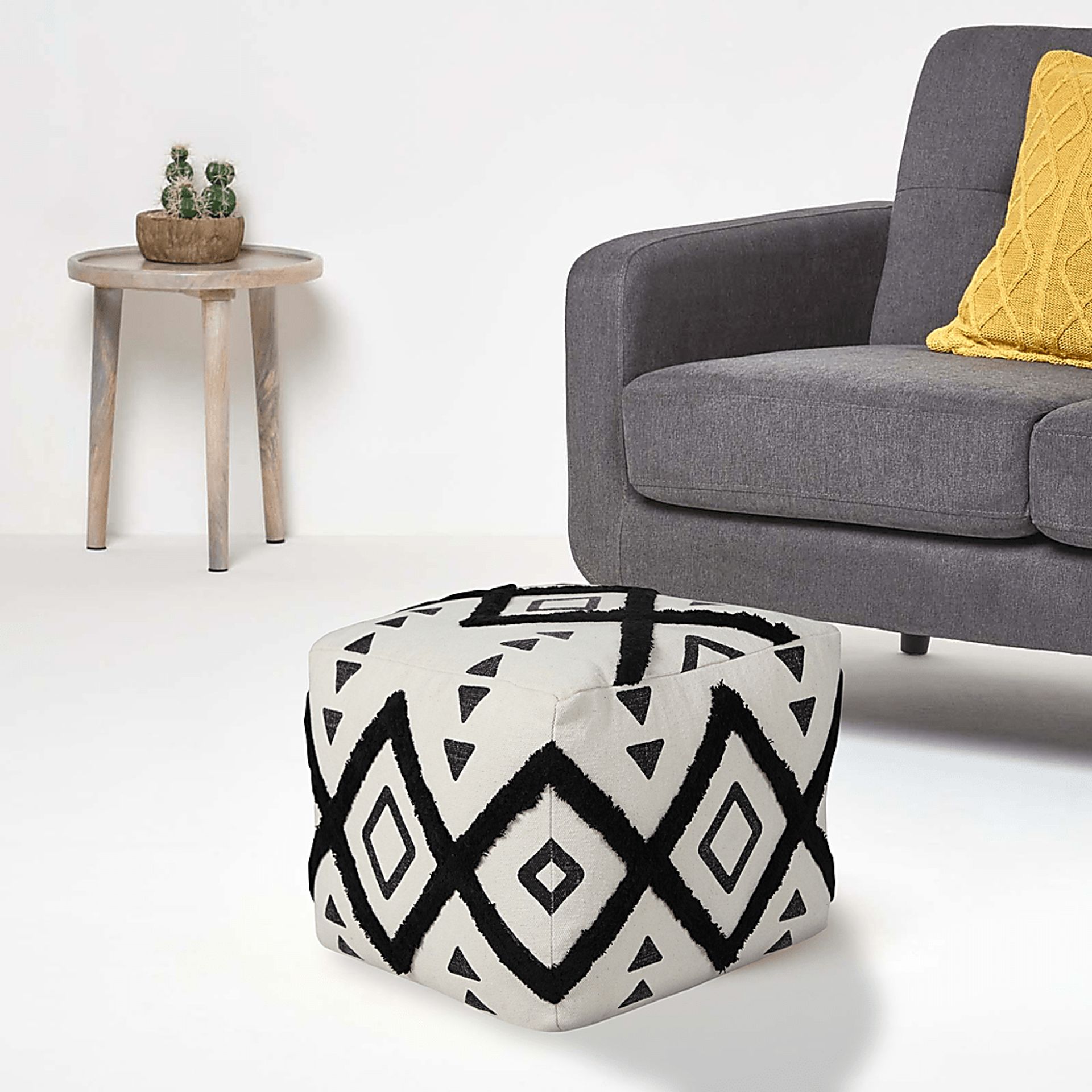 Conseld Black/White Pouf - Image 2