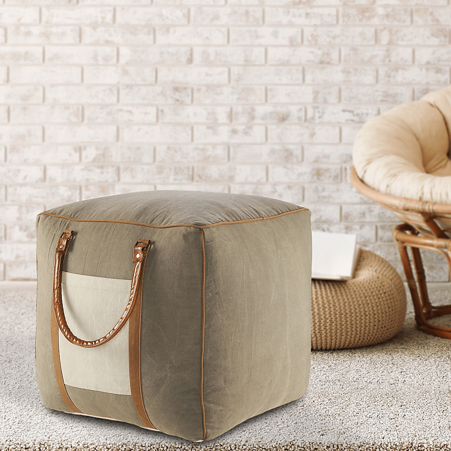 Constella Gray/Brown Pouf - Image 8