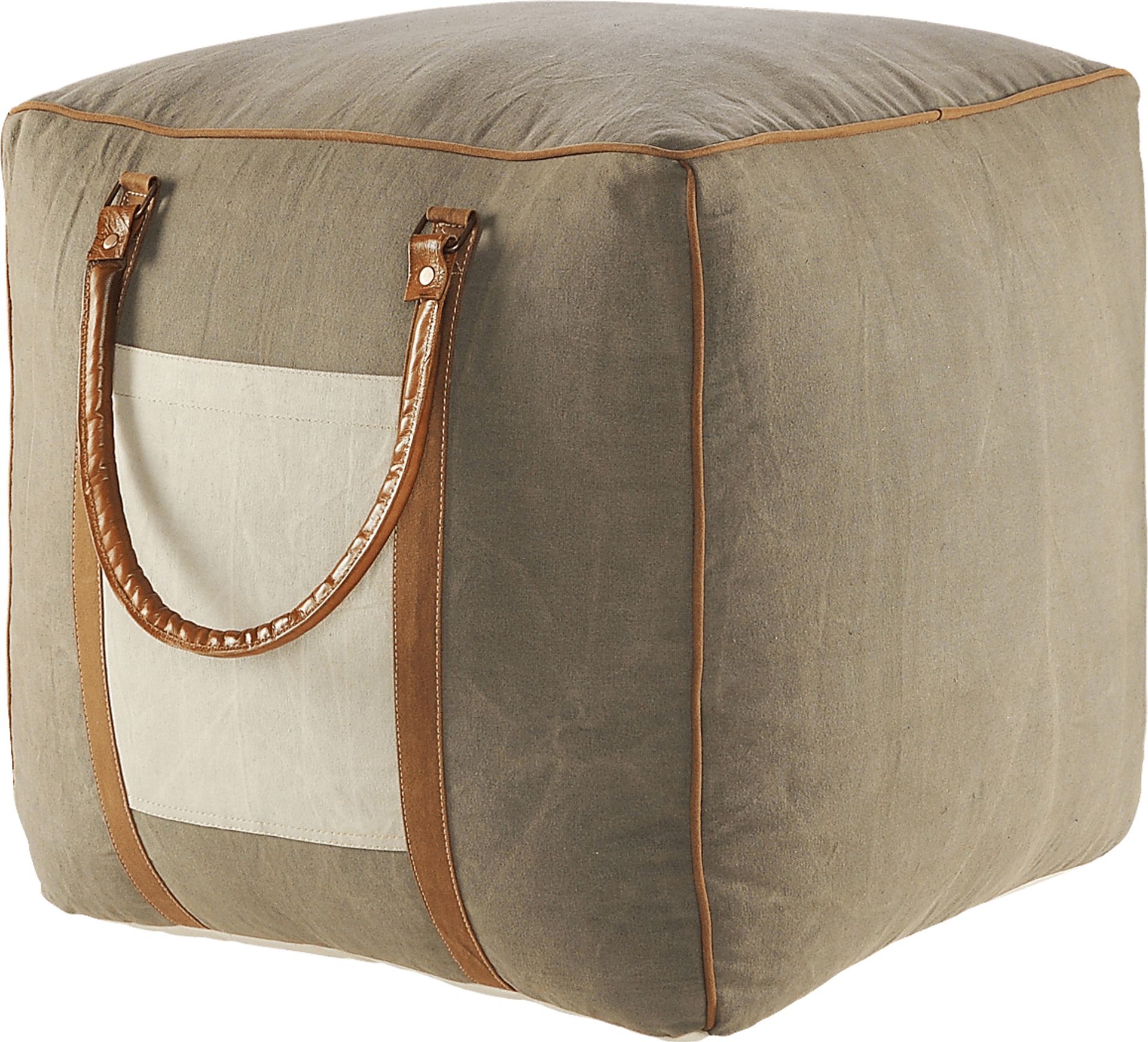 Constella Gray/Brown Pouf - Image 1