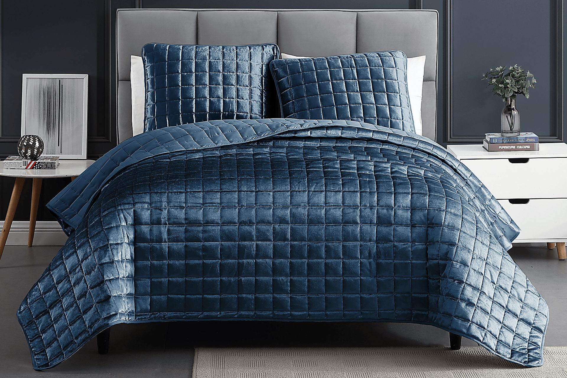 Constock Blue 3 Pc Queen Coverlet Set - Image 1