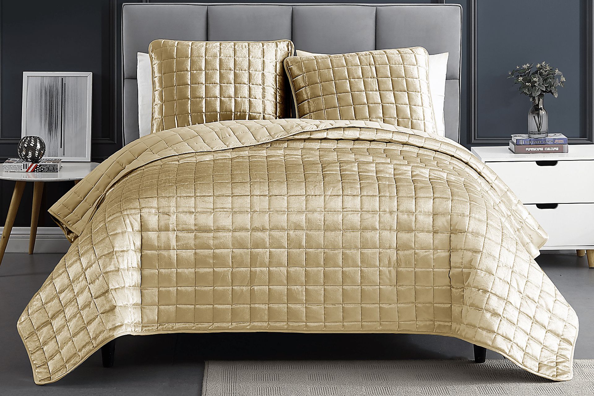 Constock Gold 3 Pc Queen Coverlet Set - Image 1