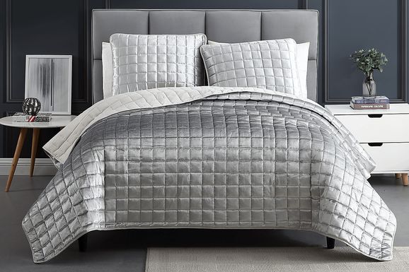 Constock Silver 3 Pc King Coverlet Set