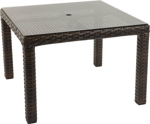 Contempo Walnut Wicker Square Outdoor Dining Table - Thumbnail - Image 1