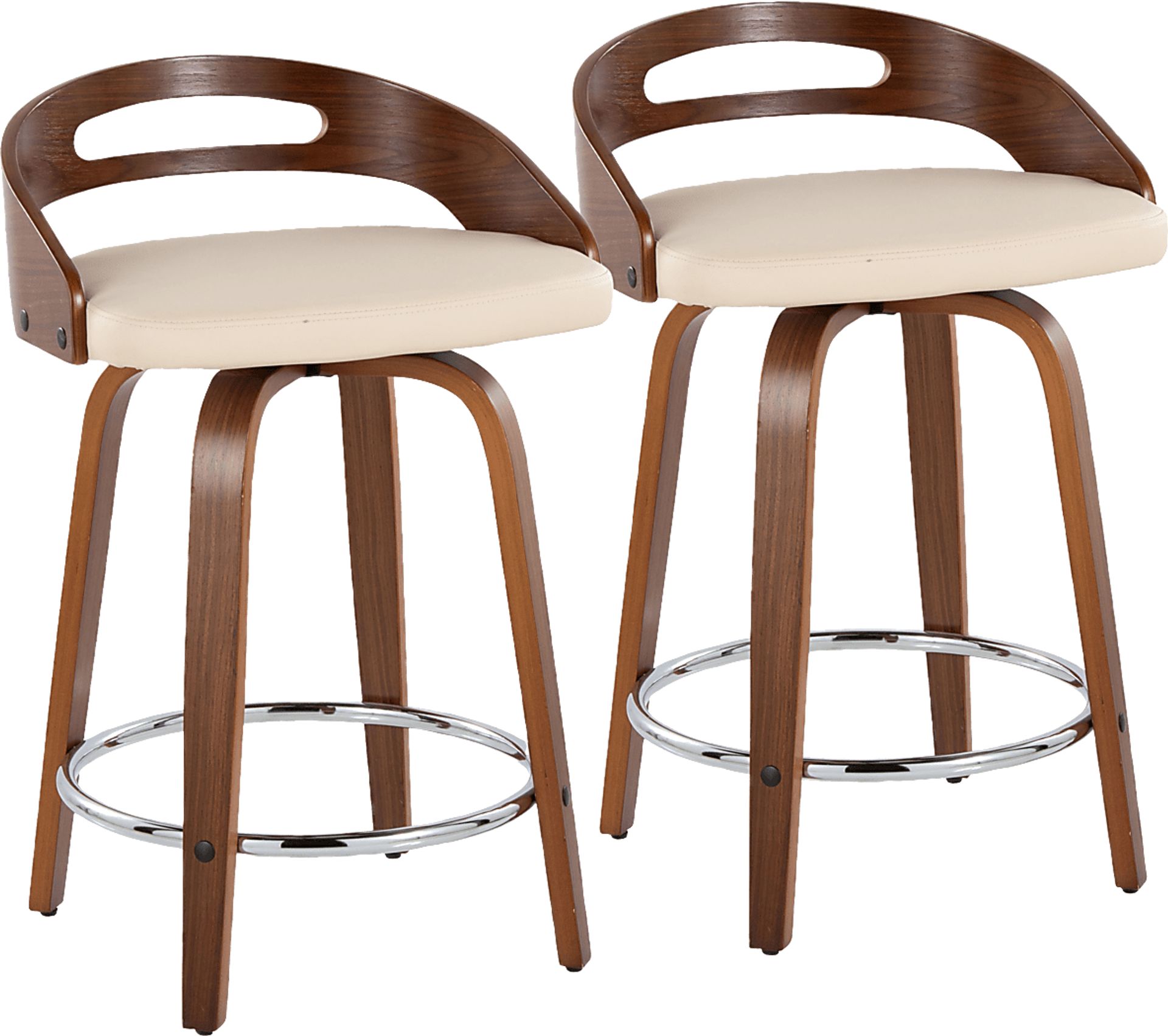 Convreve V Cream Swivel Counter Height Stool, Set of 2 - Image 1