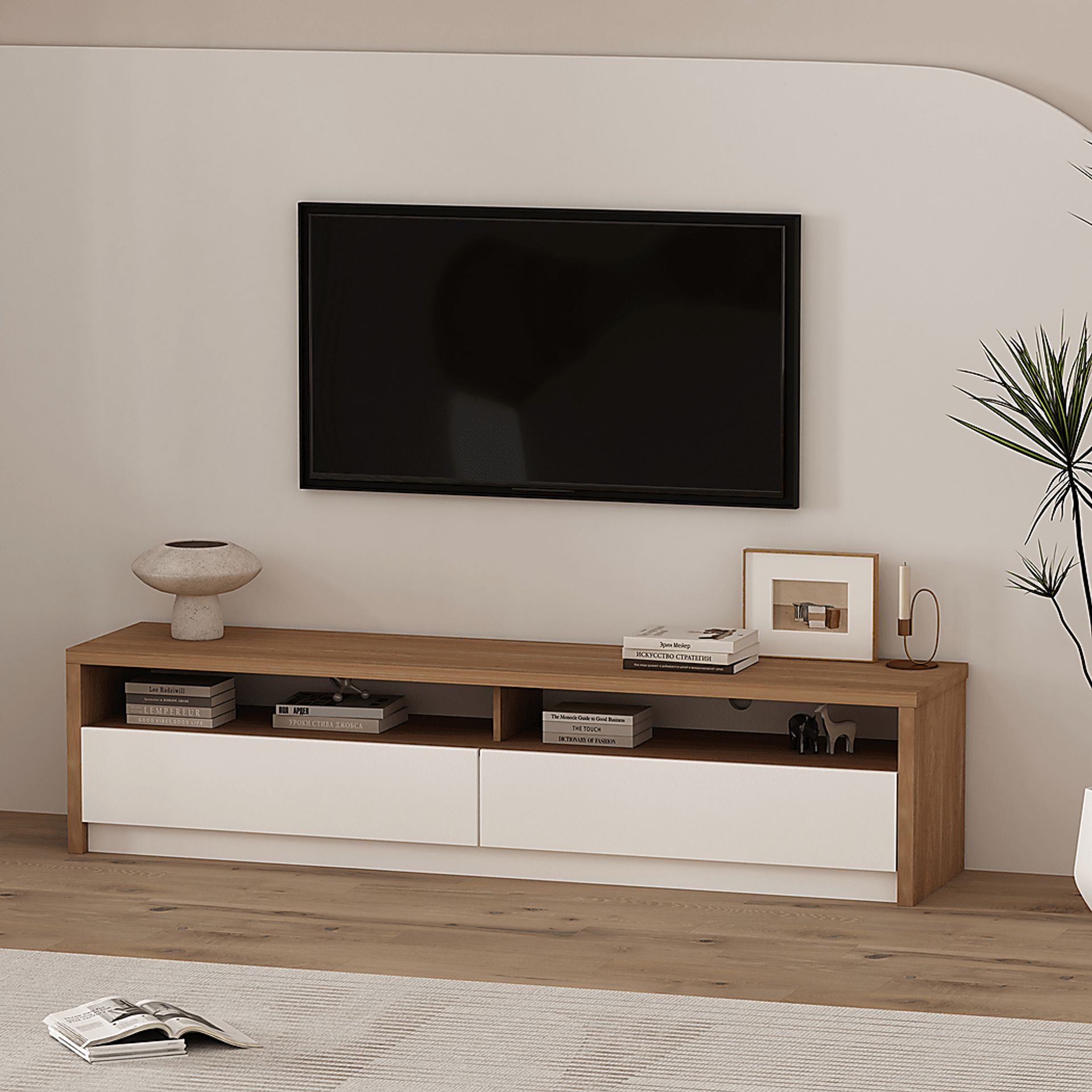 Coolcreek Brown and Off-White 70 in. Console - Image 2