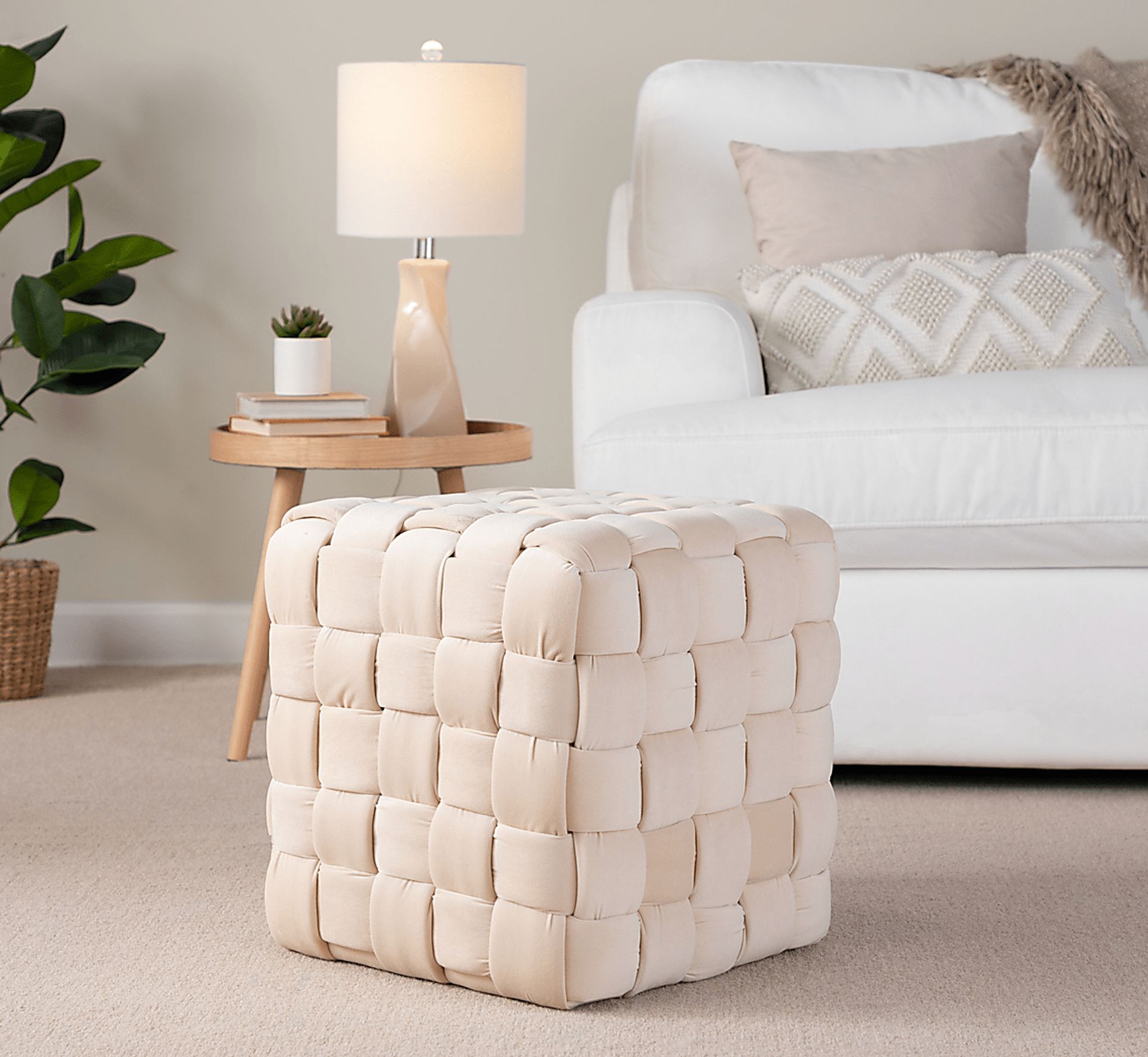 Copeleigh Cream Ottoman - Image 2