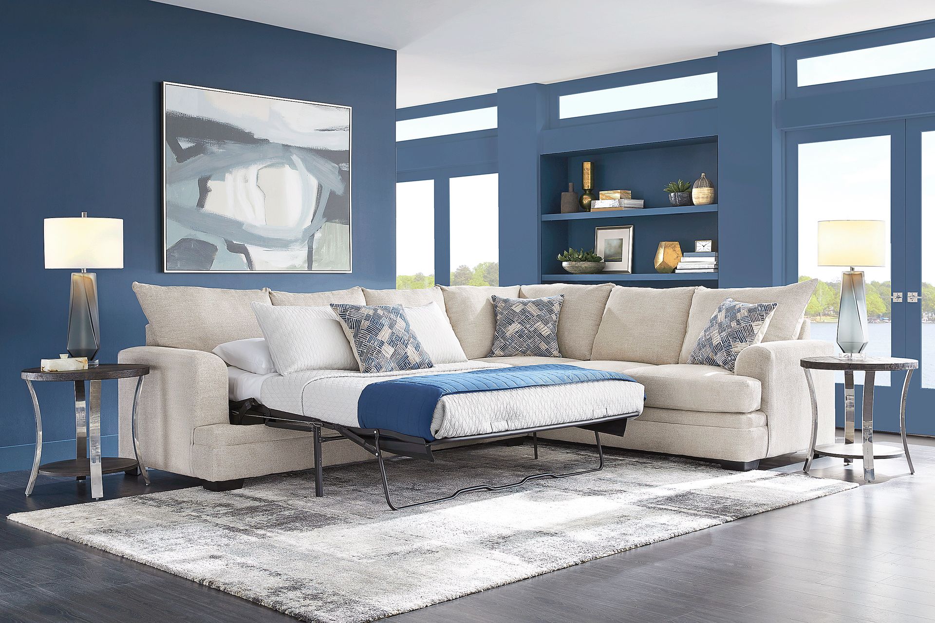 Copley Court Parchment 2 Pc Gel Foam Sleeper Sectional - Image 2