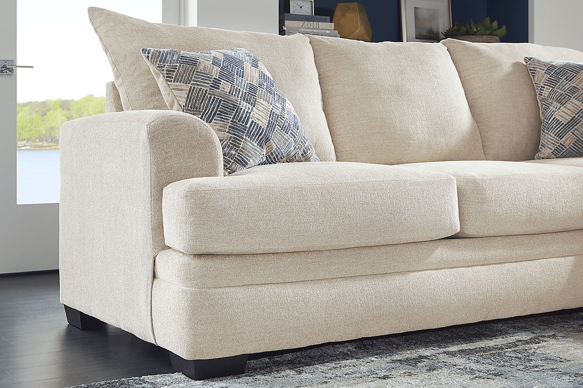 Copley Court Parchment Beige Chenille Fabric 2 Pc With Right Chaise Arm