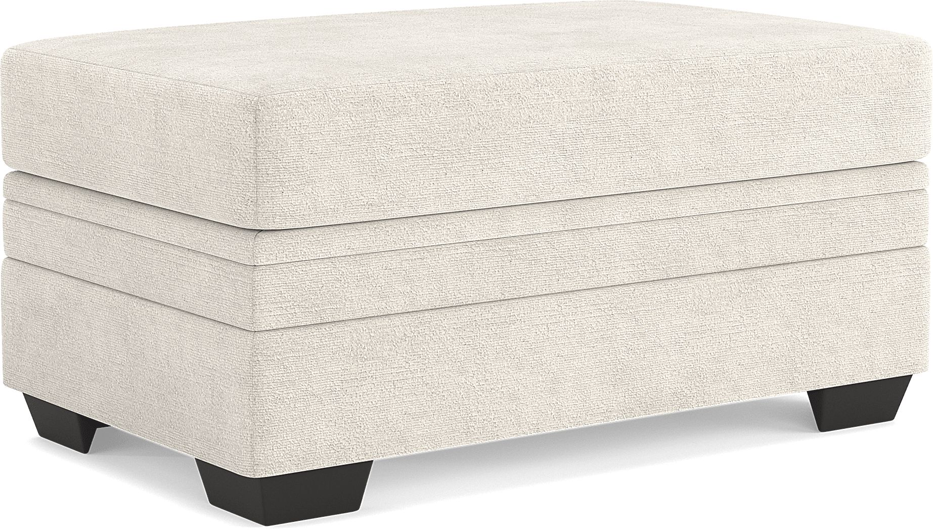 Copley Court Parchment Beige Chenille Fabric Storage Ottoman