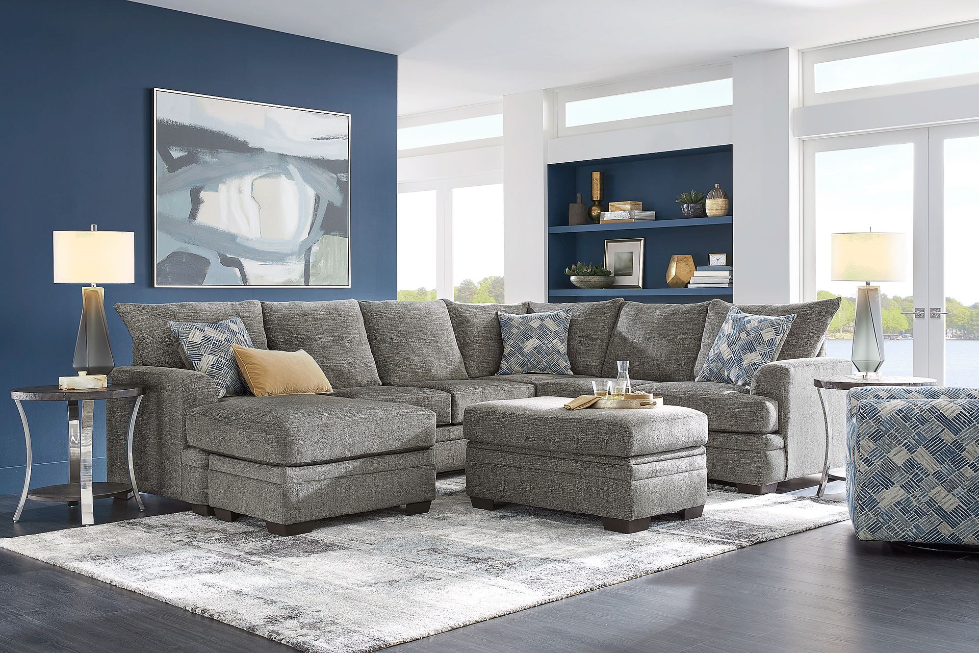 Copley Court Pewter 5 Pc Sectional Living Room - Image 1