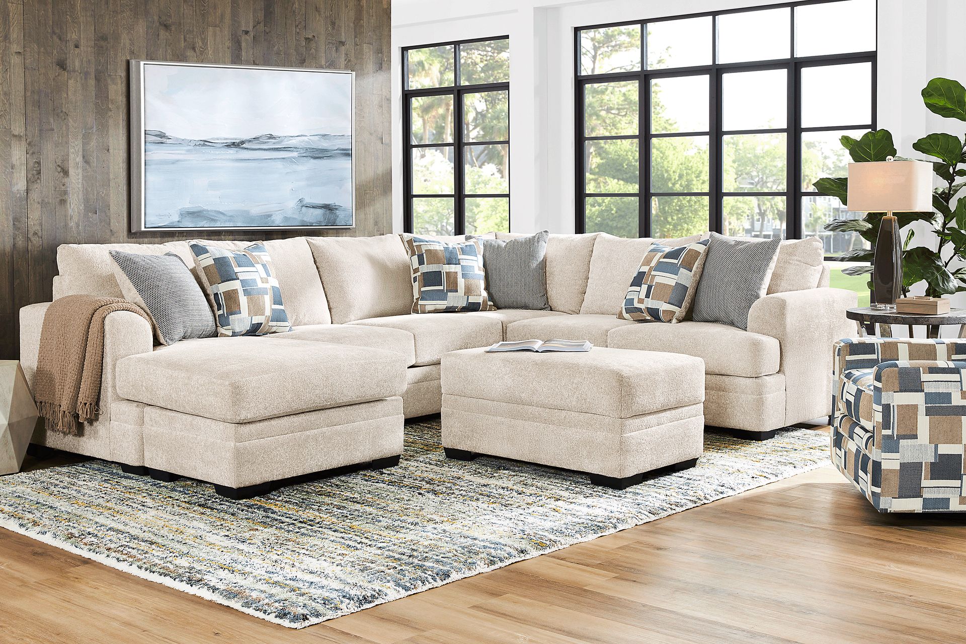 Copley Place Linen 6 Pc Sectional Living Room - Image 1