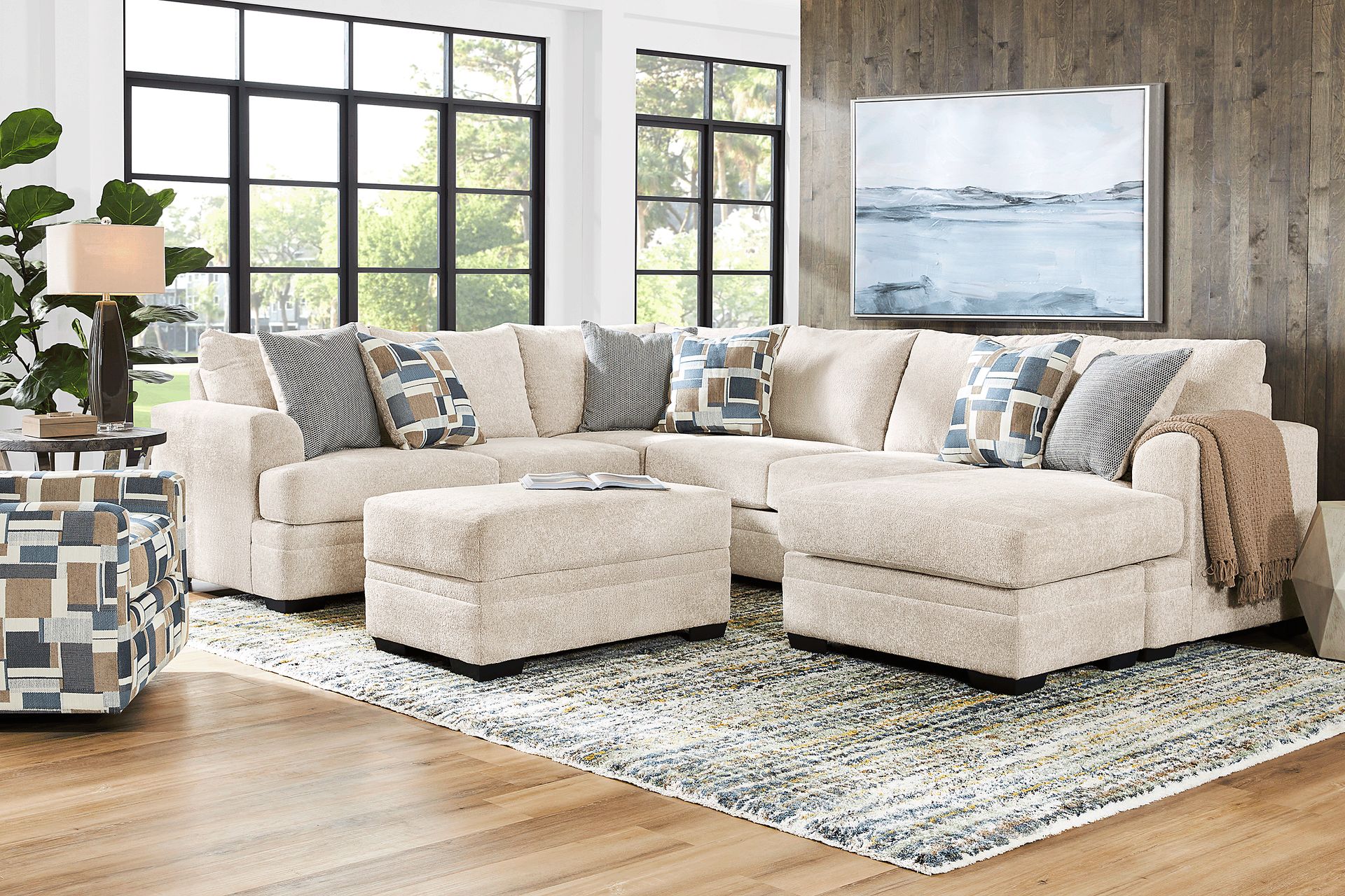 Copley Place Linen 6 Pc Sectional Living Room - Image 1