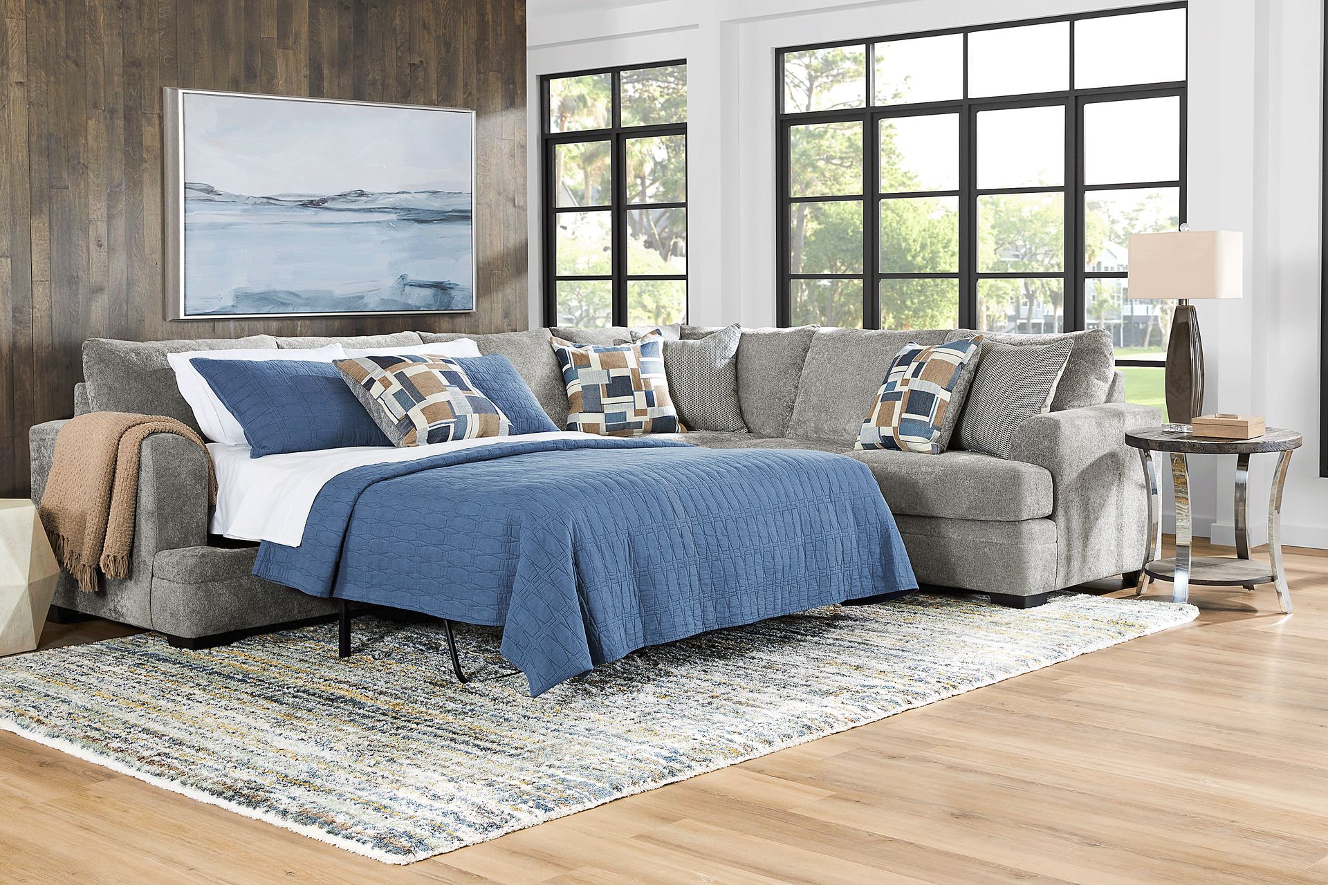 Copley Place Slate 2 Pc Sleeper Sectional - Image 3