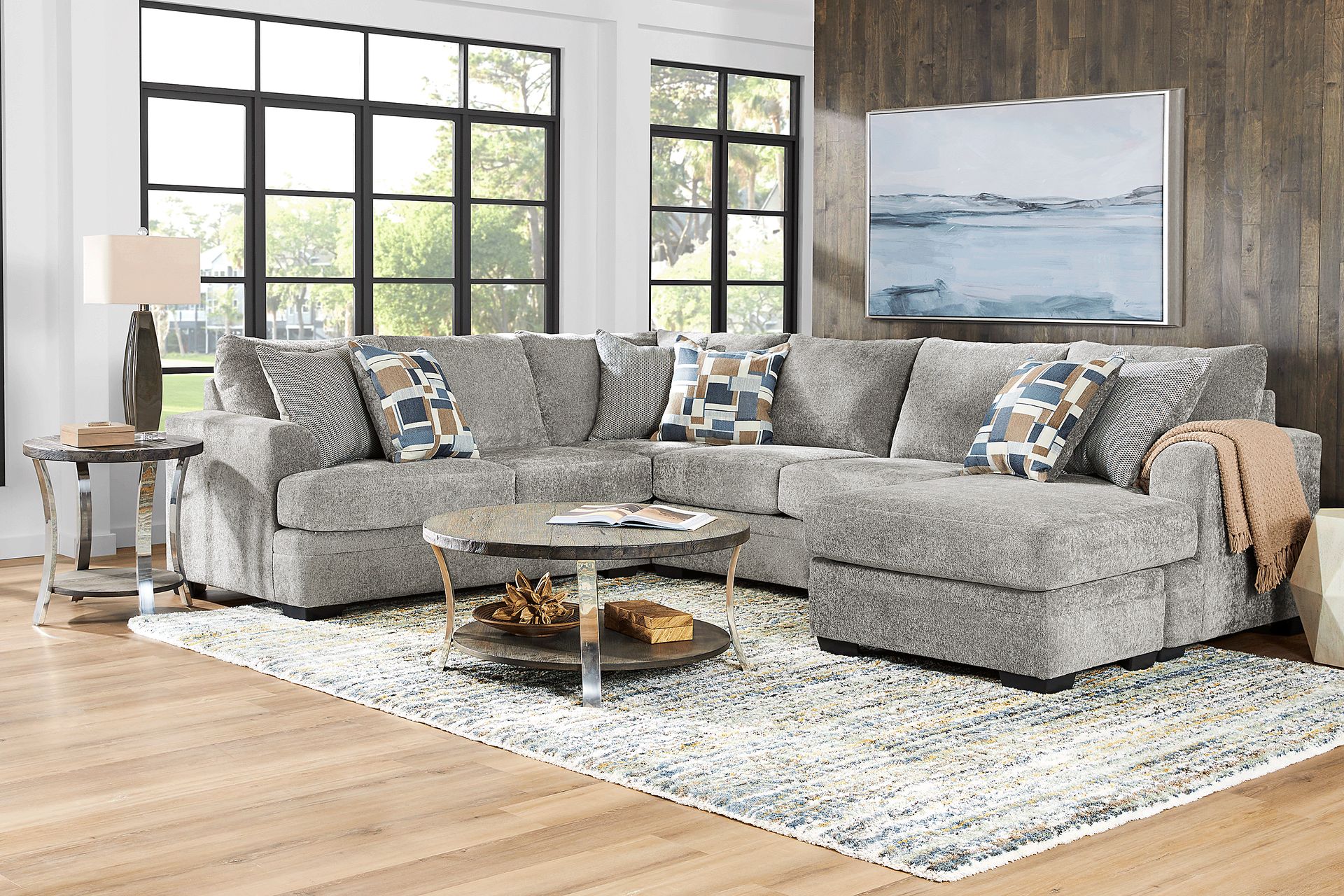 Copley Place Slate 2 Pc Sleeper Sectional - Image 2