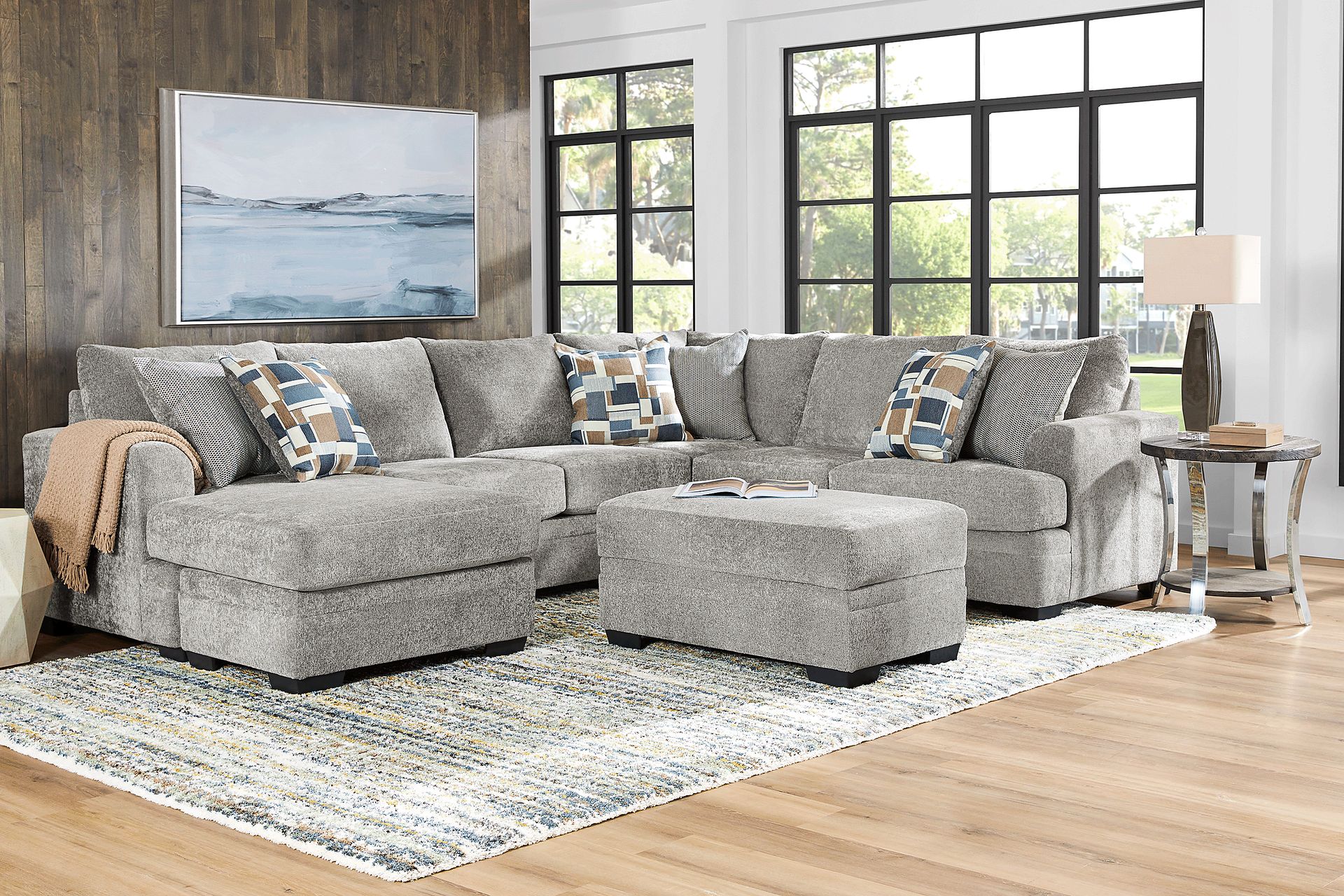 Copley Place Slate 3 Pc Sectional Living Room - Image 1