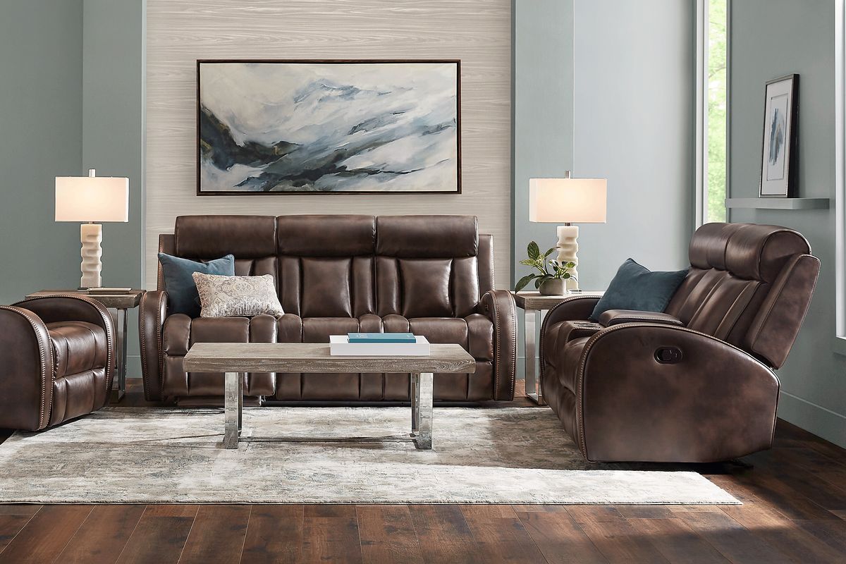 Concourse Dual-Power Reclining Sofa and Rocker Recliner Brown