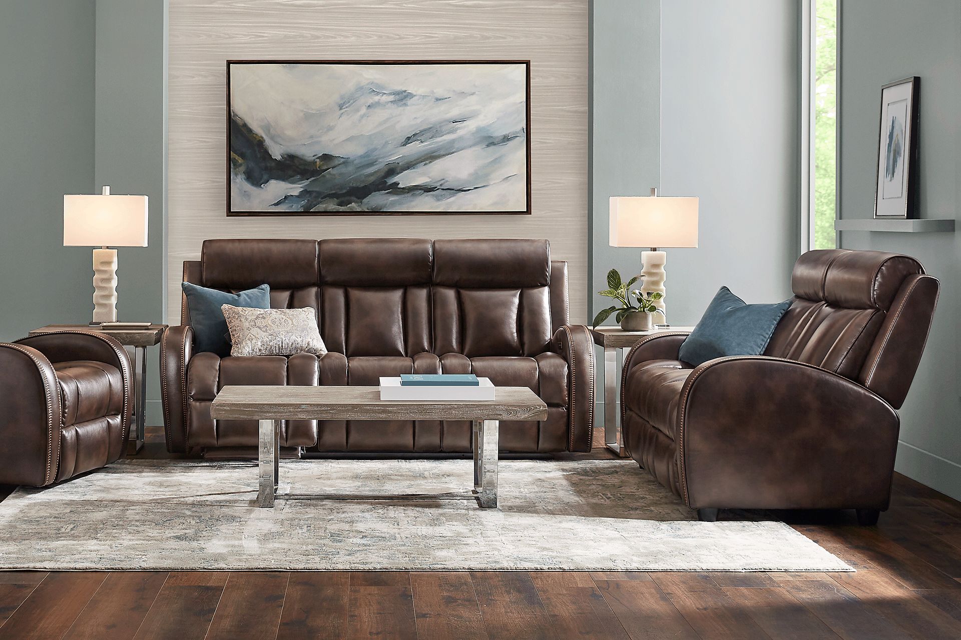 Copperfield Brown 5 Pc Living Room with Dual Power Reclining Sofa - Image 1