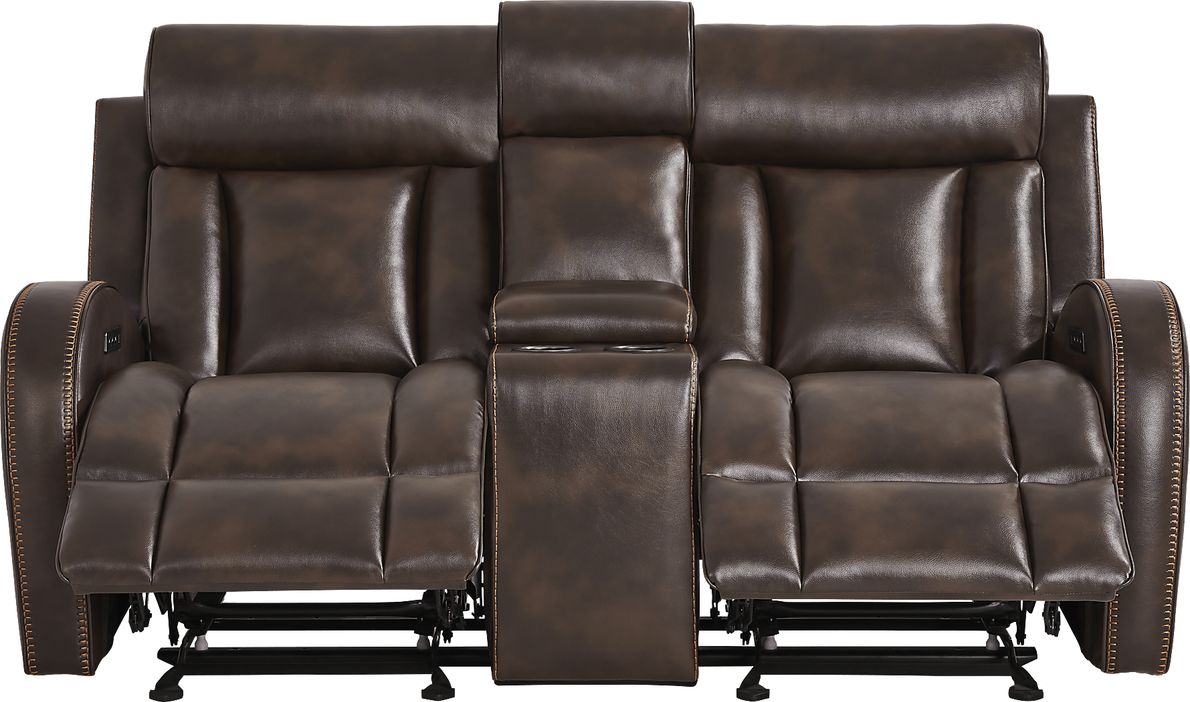 Copperfield Brown Polyester Fabric Dual Power Reclining Loveseat Rooms To Go