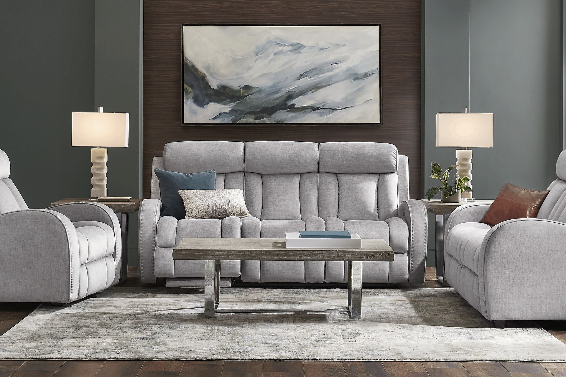 Copperfield Gray 2 Pc Living Room with Dual Power Reclining Sofa - Image 1