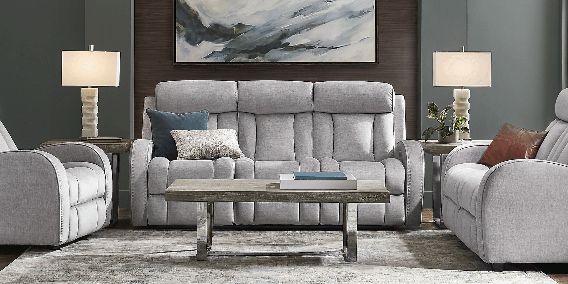 Copperfield Gray Dual Power Reclining Sofa - Image 2