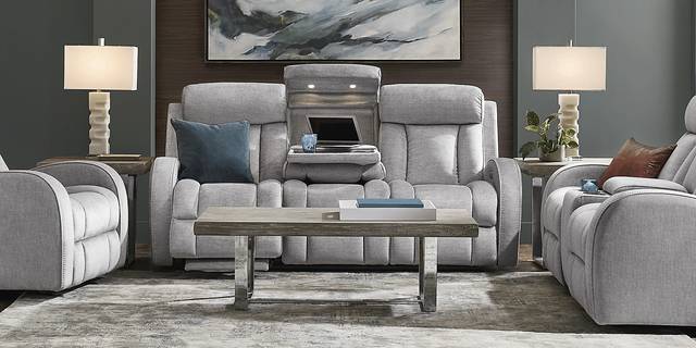 Copperfield Gray 3 Pc Dual Power Reclining Living Room - Thumbnail - Image 3