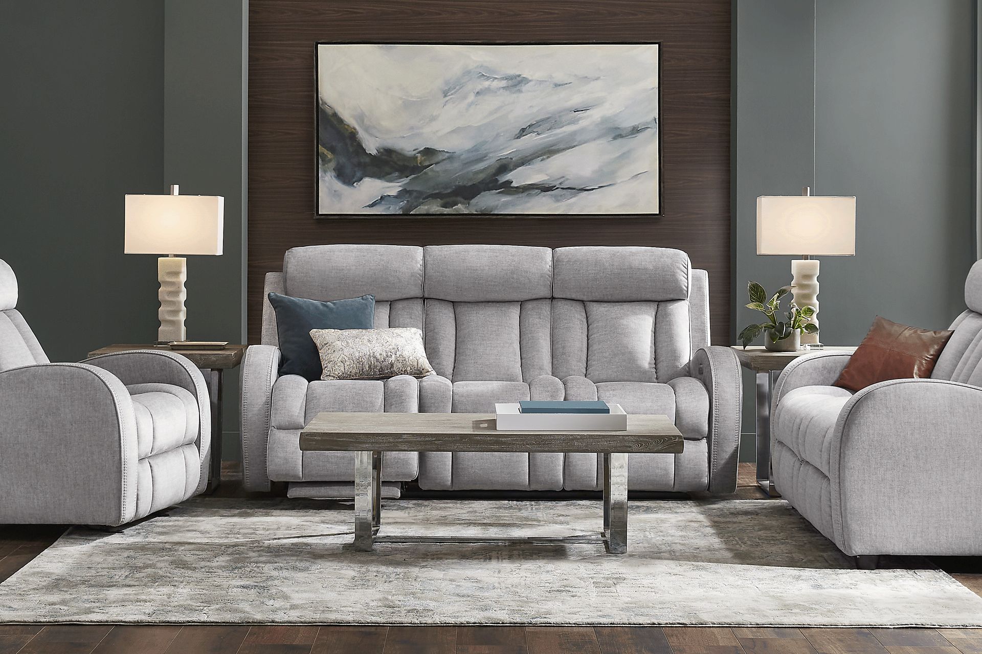 Copperfield Gray 5 Pc Living Room with Dual Power Reclining Sofa - Image 1