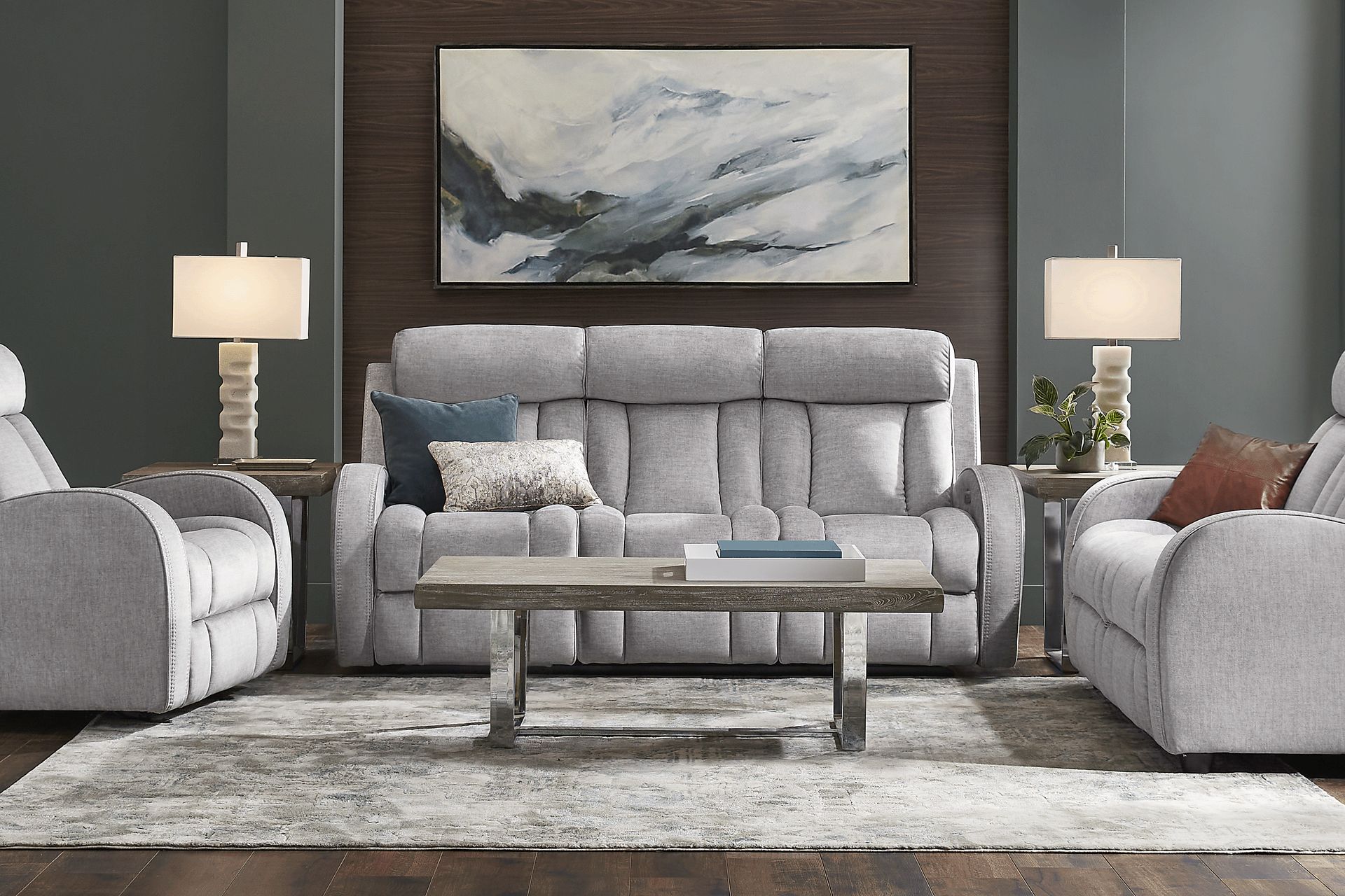 Copperfield Gray 5 Pc Living Room with Dual Power Reclining Sofa - Image 1